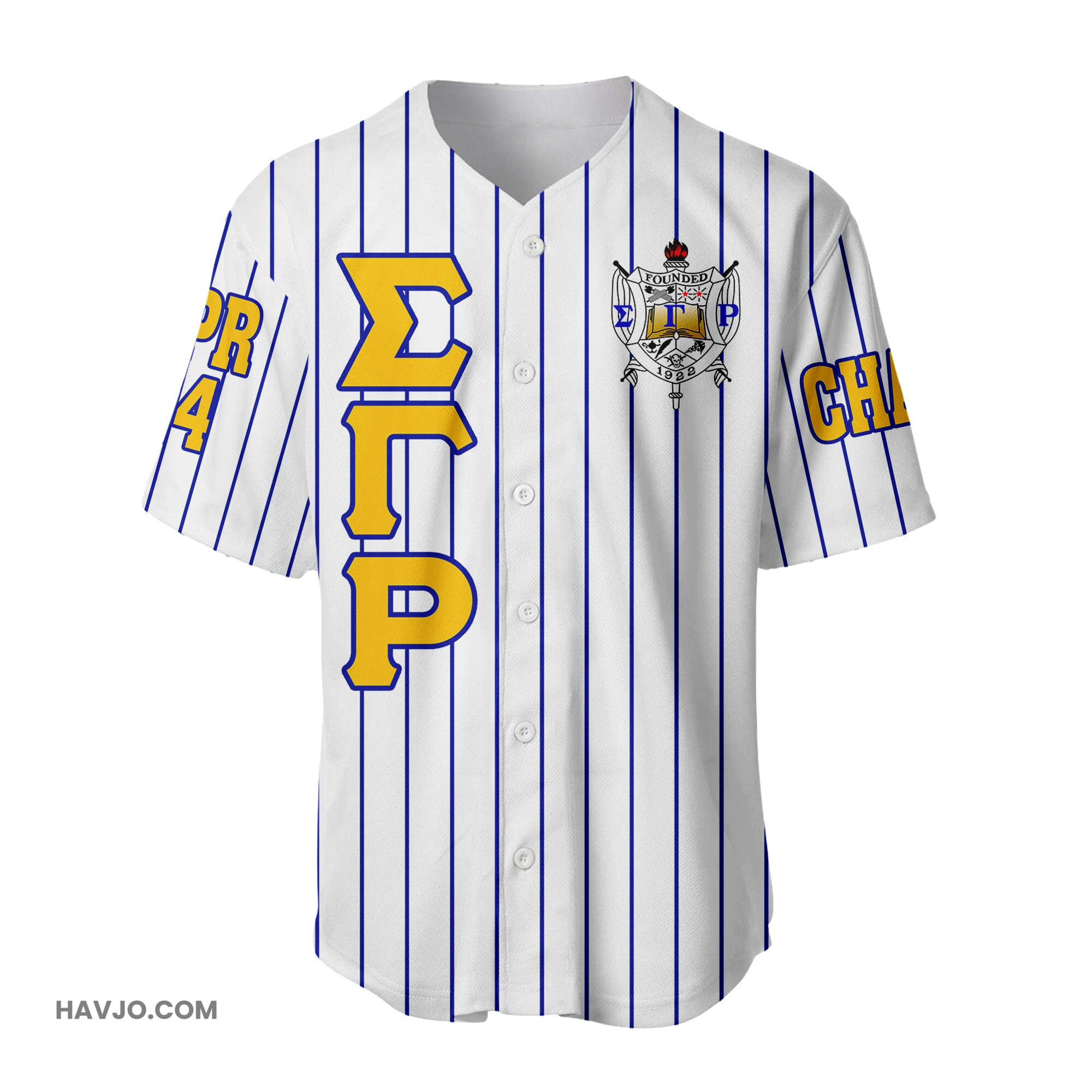 Personalized Sigma Gamma Rho Sorority (White) Pin Striped Baseball Jersey