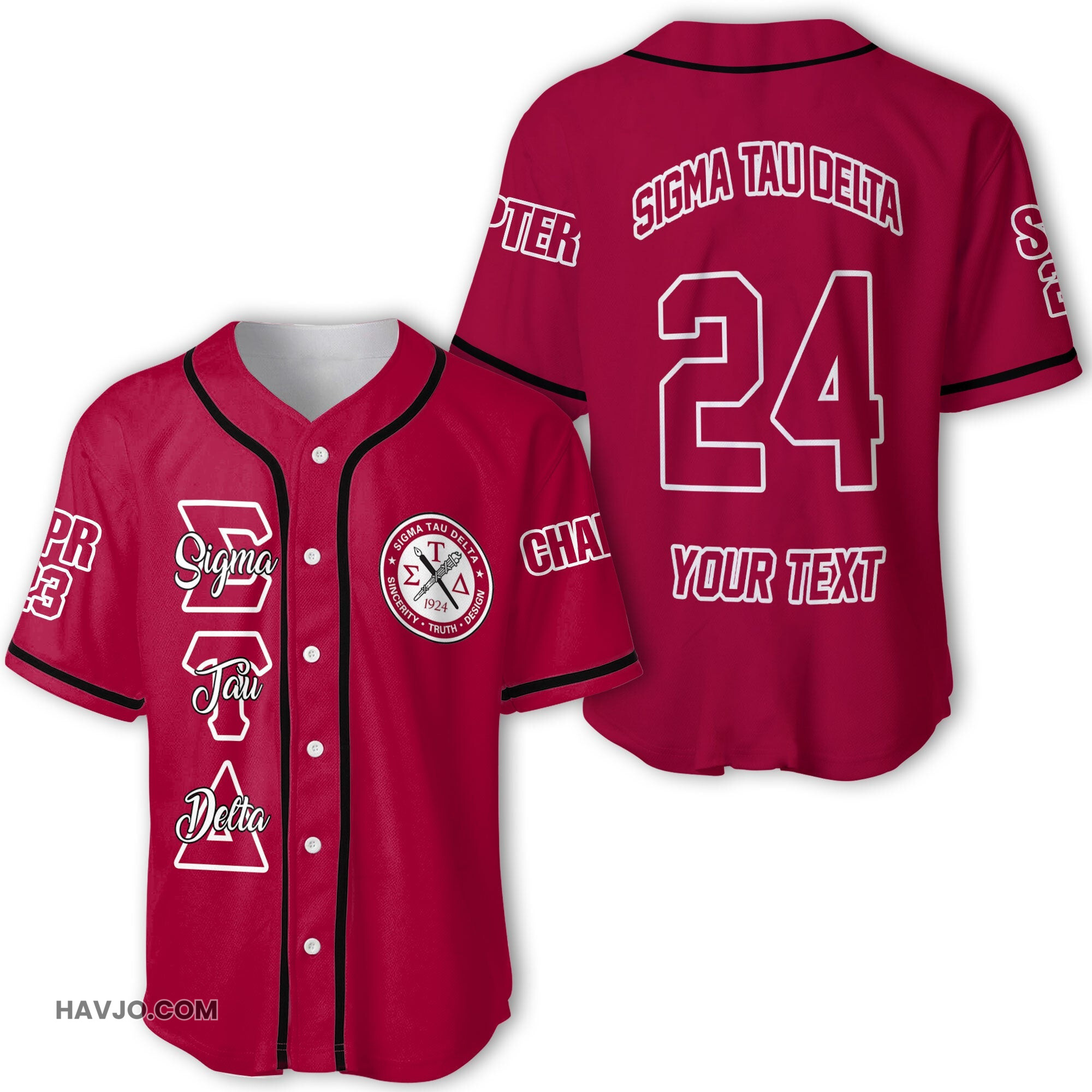 Personalized Sigma Tau Delta Original Cardinal Style Baseball Jersey