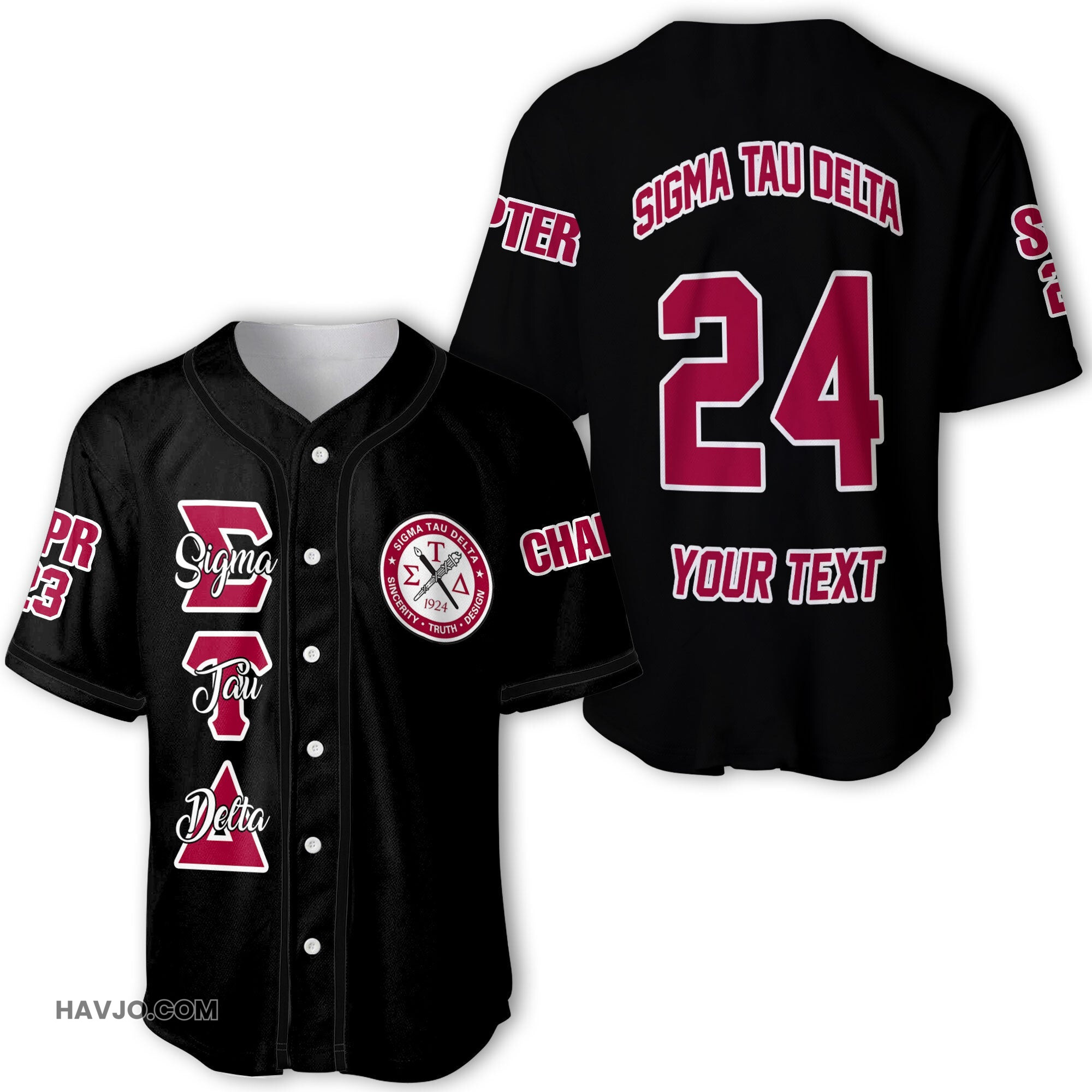 Personalized Sigma Tau Delta Original Dark Style Baseball Jersey