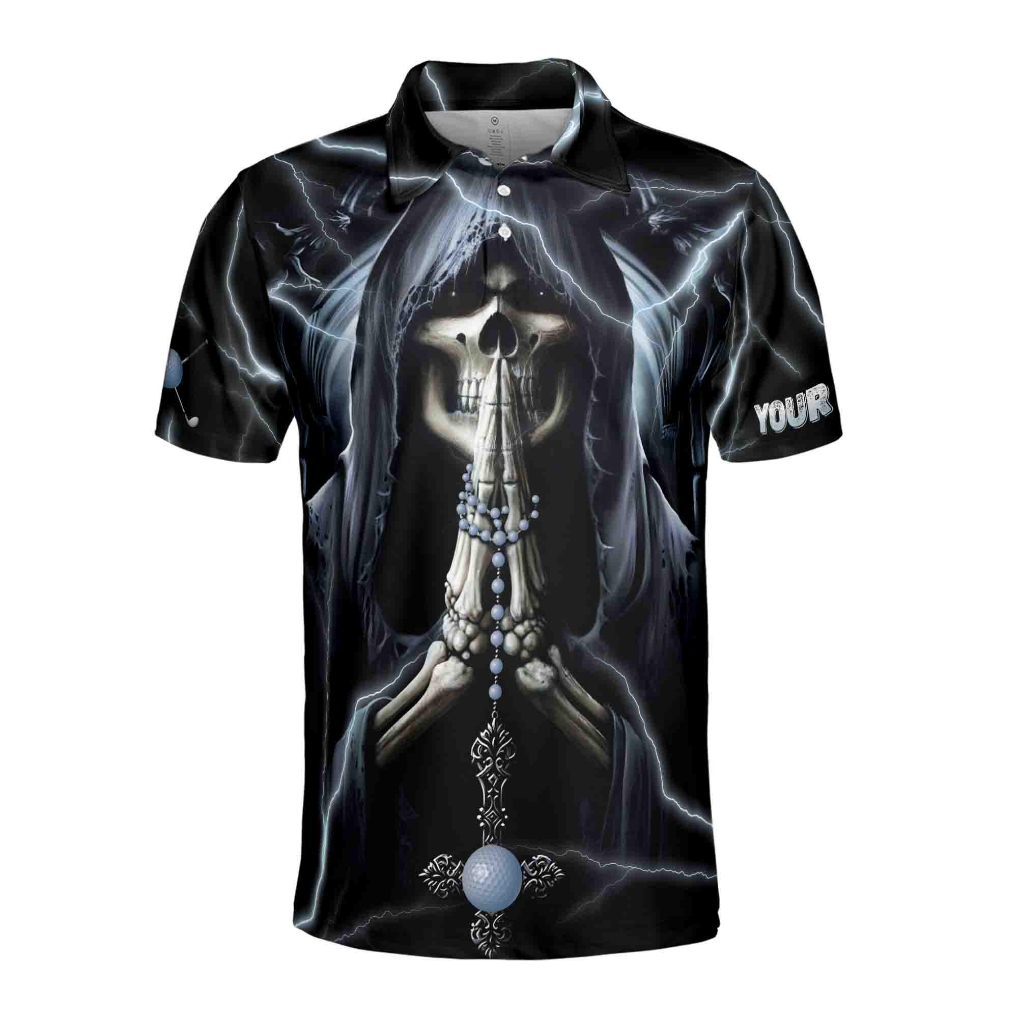 Alternative view of Personalized Skeleton Golfing Because Murder Is Wrong Men's Polo Shirt