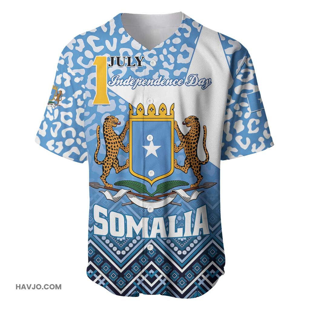 Personalized Somalia Independence Day African Leopard Pattern Baseball Jersey