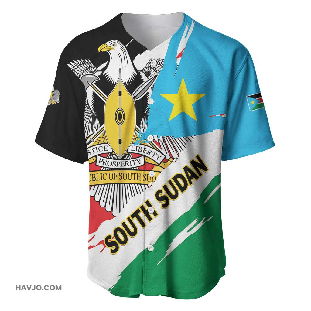 Personalized South Sudan East Africa Grunge Flag Unique Baseball Jersey