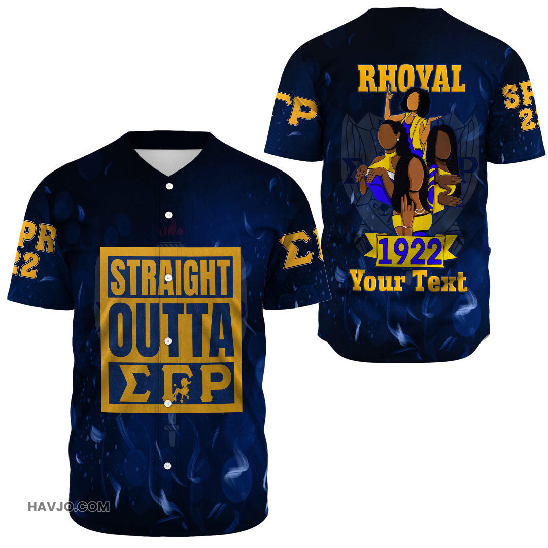 Personalized Straight Outta Sigma Gamma Rhos Baseball Jersey