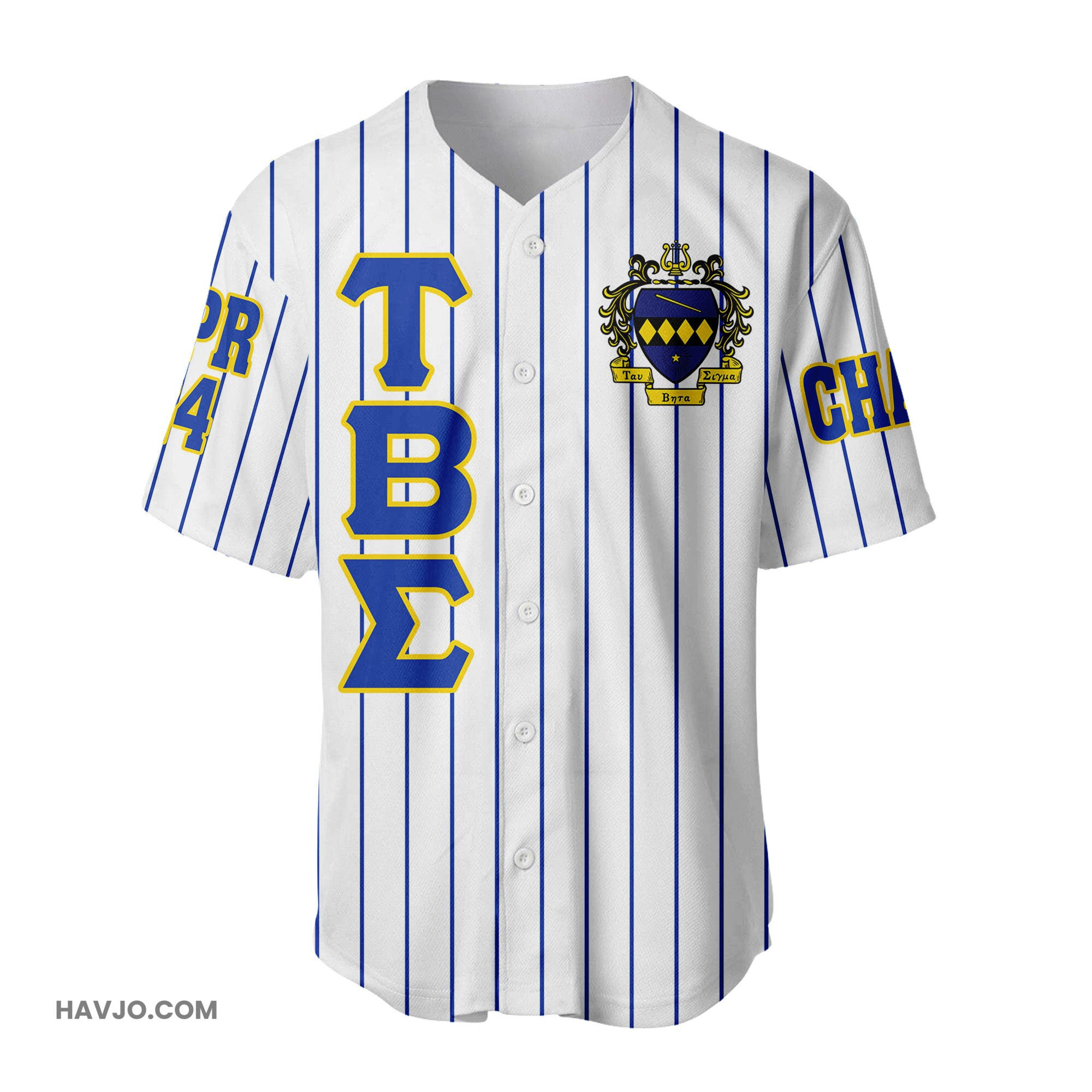 Personalized Tau Beta Sigma Band Sorority Pin Striped Baseball Jersey