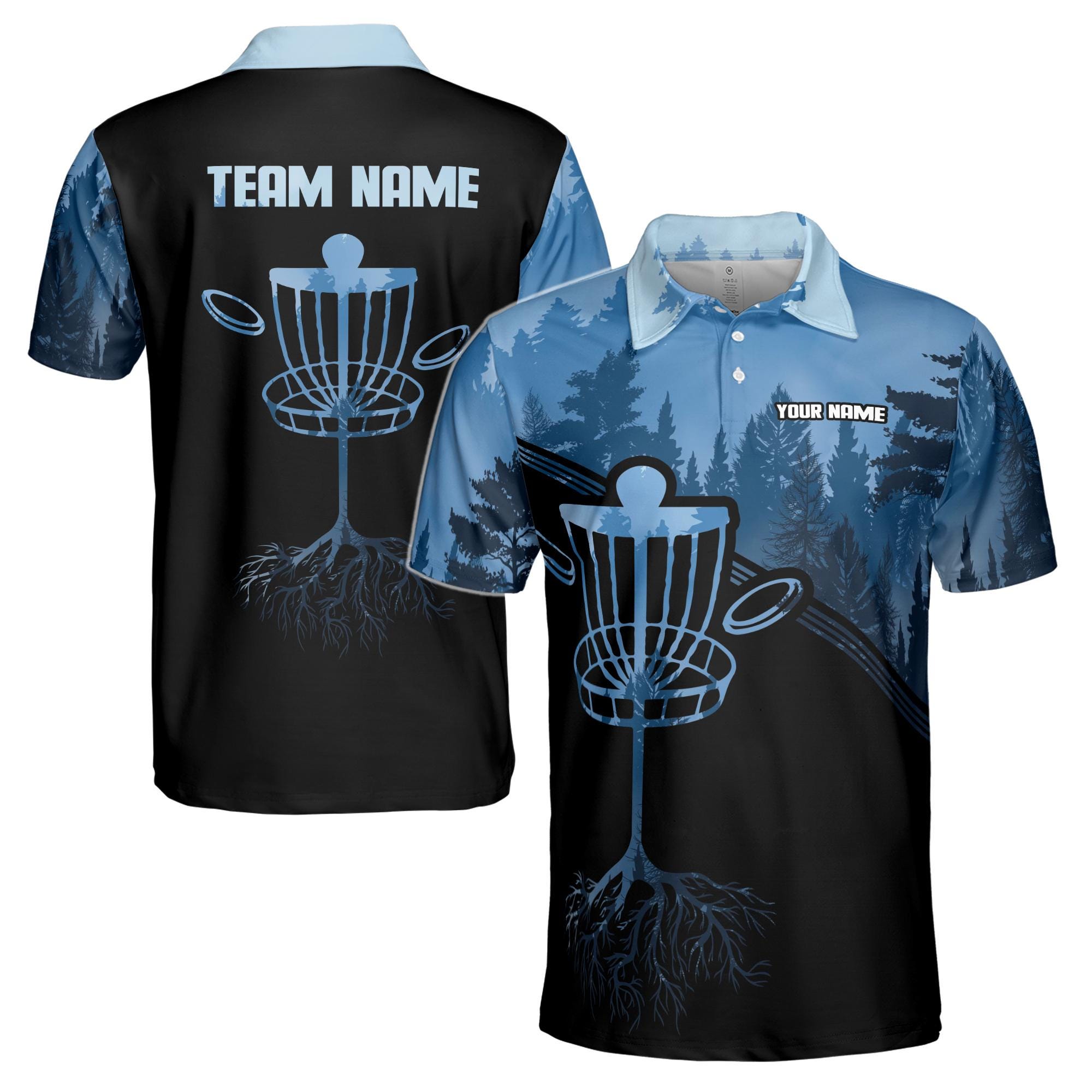 Personalized Team Disc Golf Black Blue Deep in The Jungle Men's Polo Shirt