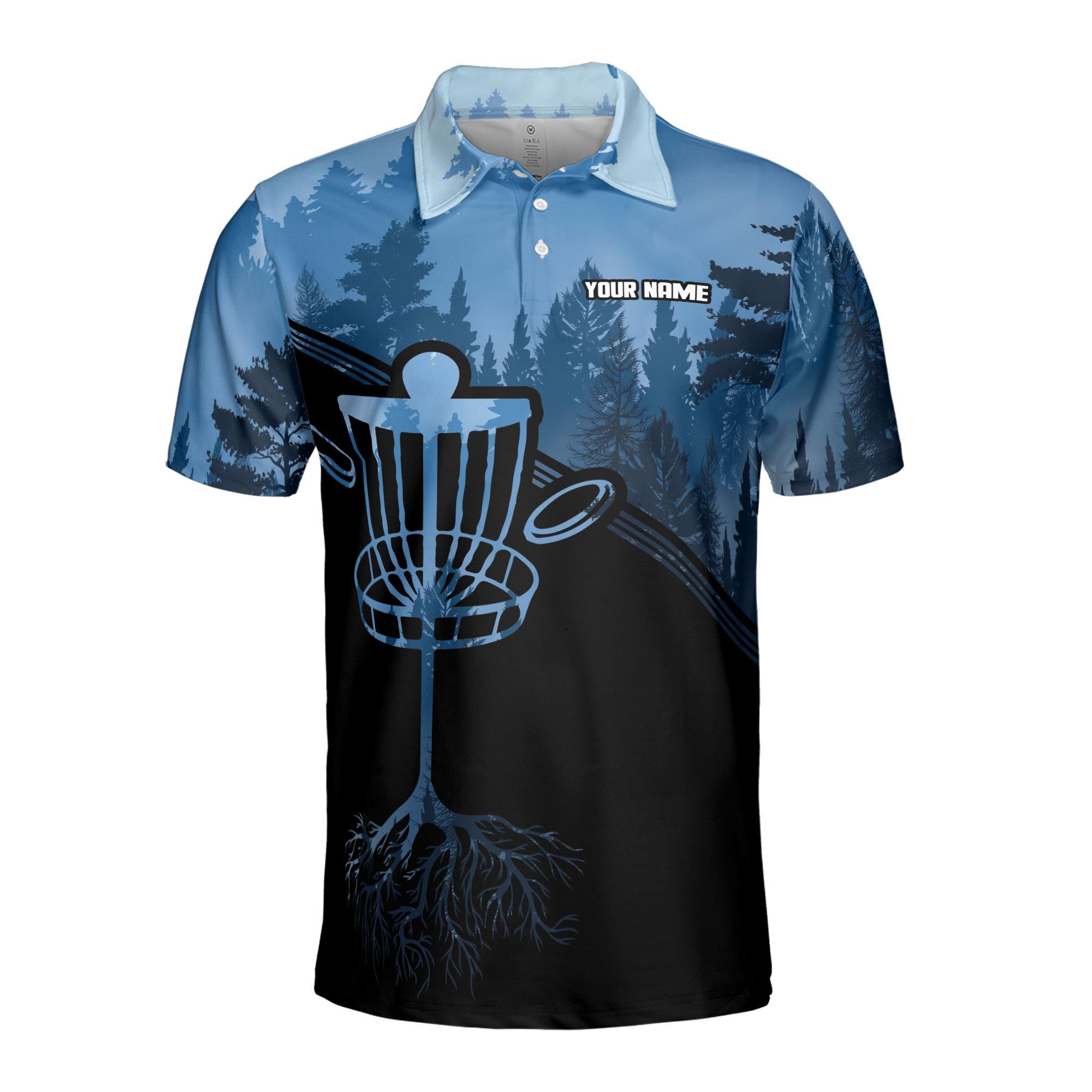 Alternative view of Personalized Team Disc Golf Black Blue Deep in The Jungle Men's Polo Shirt
