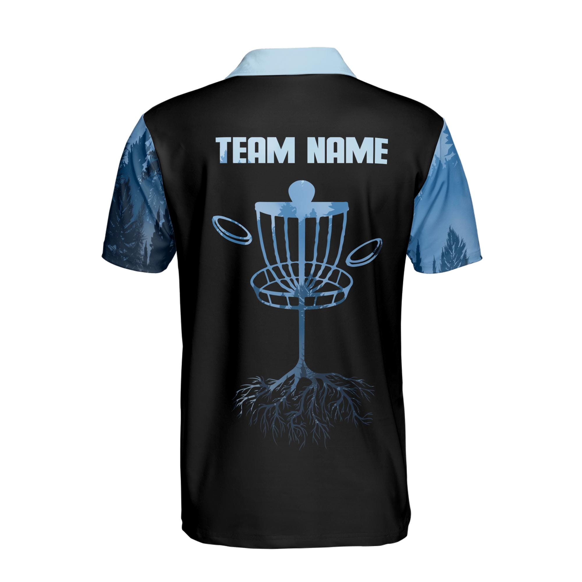 Personalized Team Disc Golf Black Blue Deep in The Jungle Men's Polo Shirt - Image 3