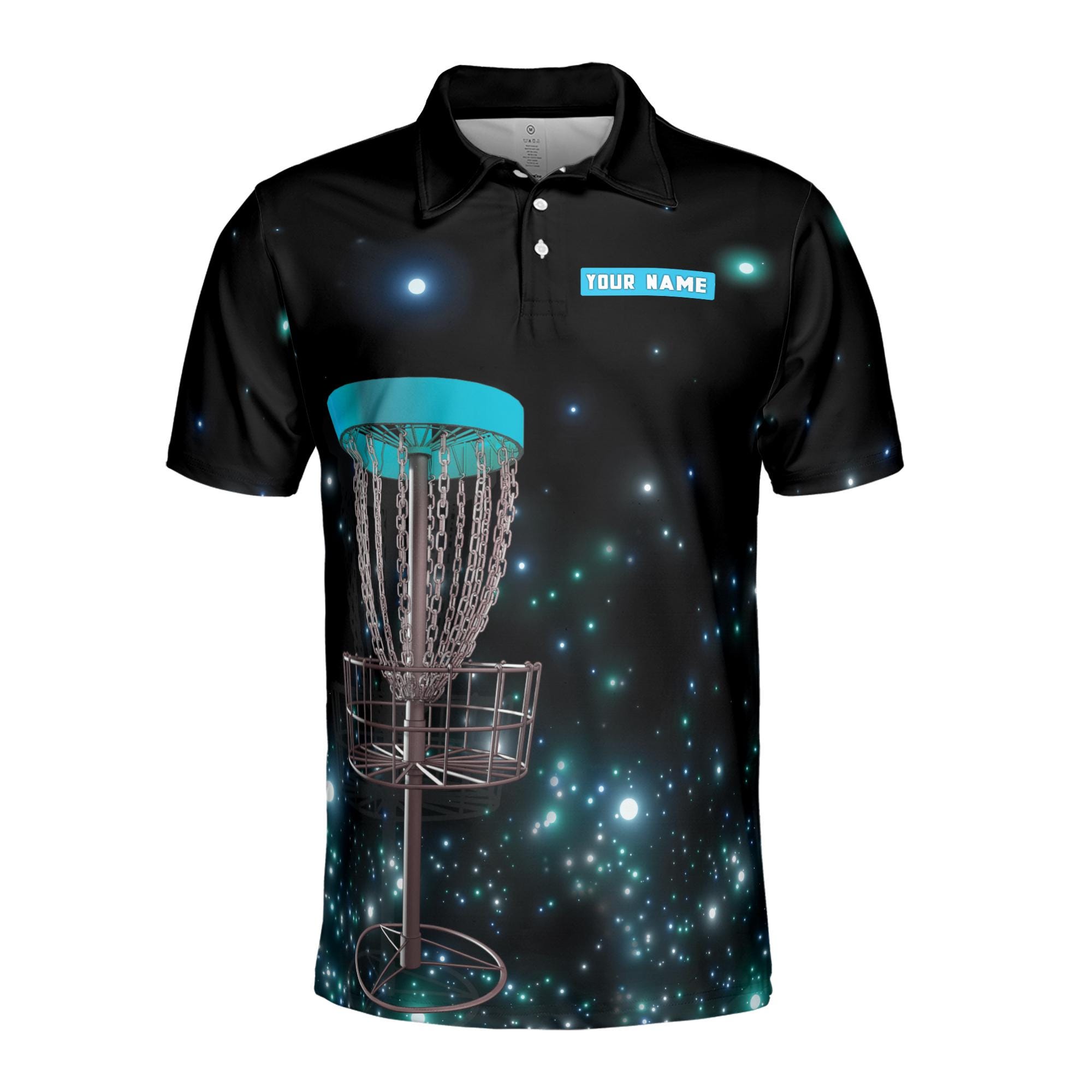 Alternative view of Personalized Team Disc Golf Black Galaxy Men's Polo Shirt