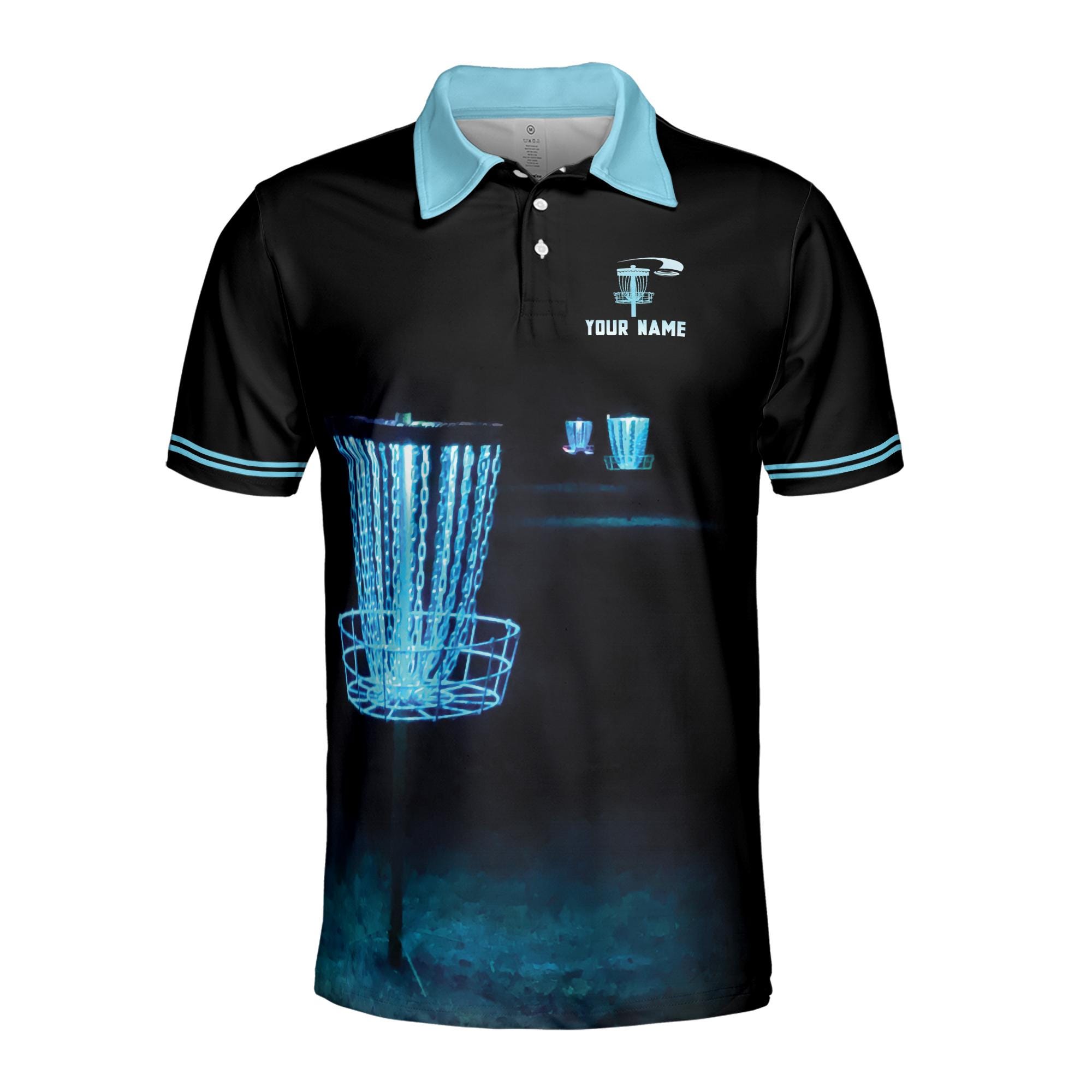 Alternative view of Personalized Team Disc Golf Fantasy Black Blue Men's Polo Shirt