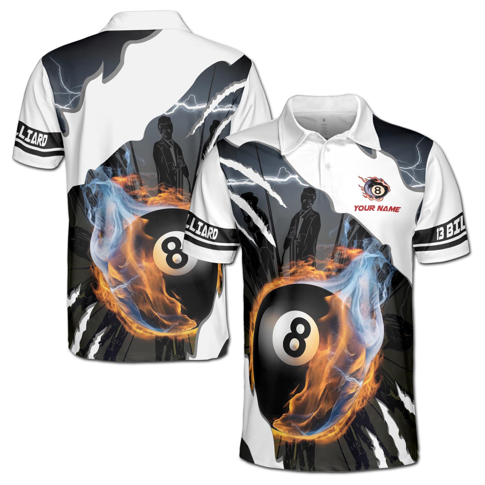 Personalized Team Name Billiards 8 Balls Men's Polo Shirt