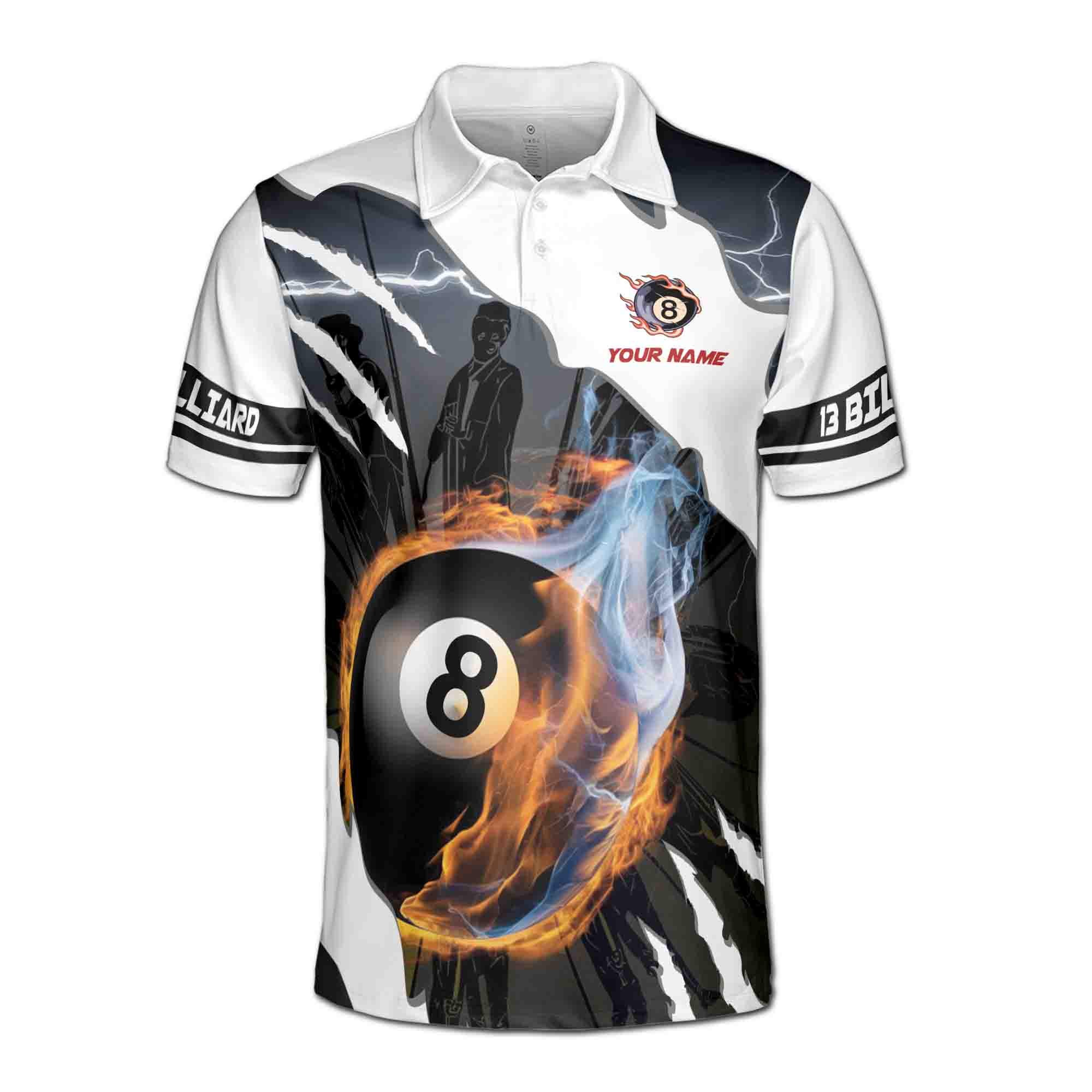 Alternative view of Personalized Team Name Billiards 8 Balls Men's Polo Shirt