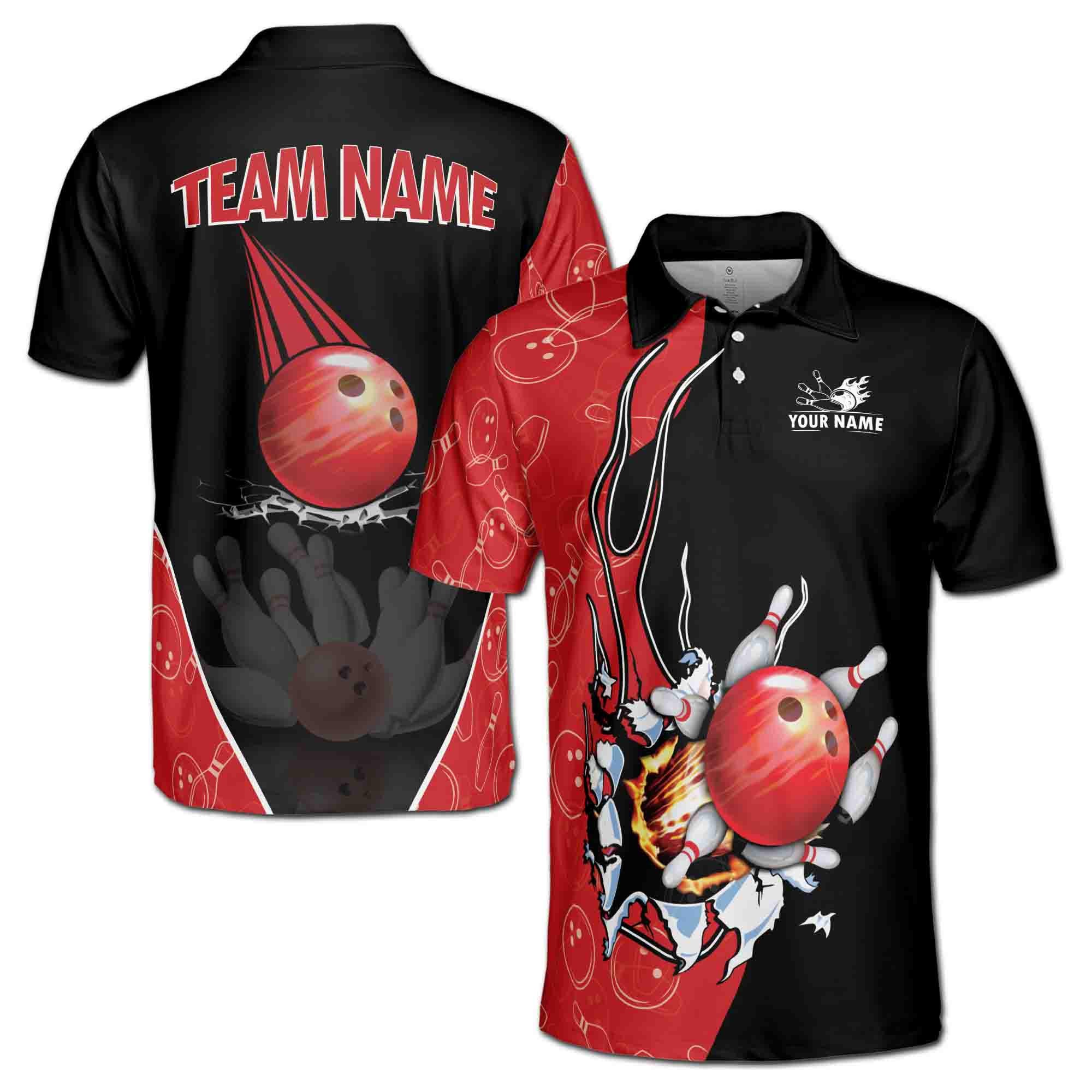 Personalized Team Name Bowling Ball Men's Polo Shirt
