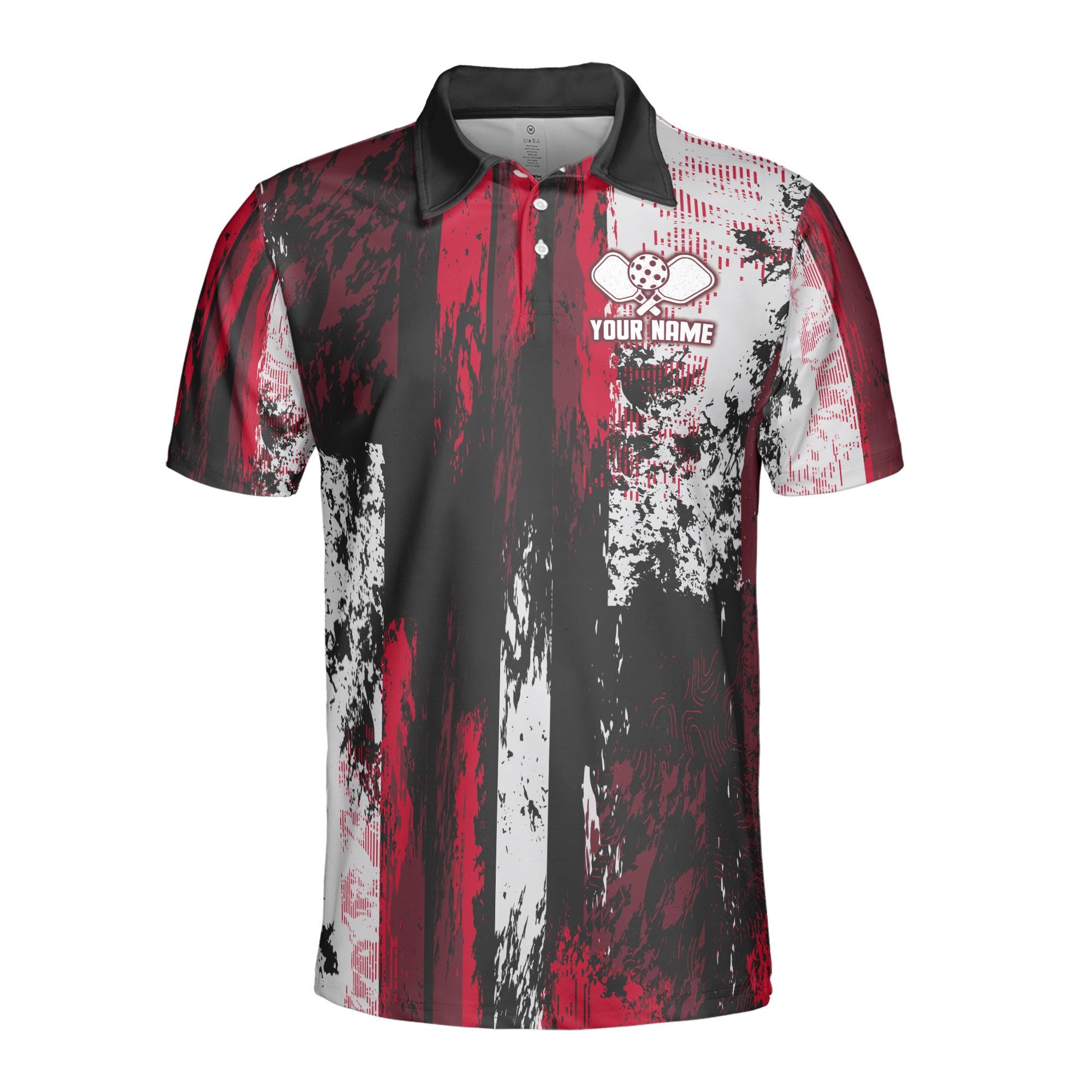 Alternative view of Personalized Team Name Grunge Art Pickleball Player Men's Polo Shirt
