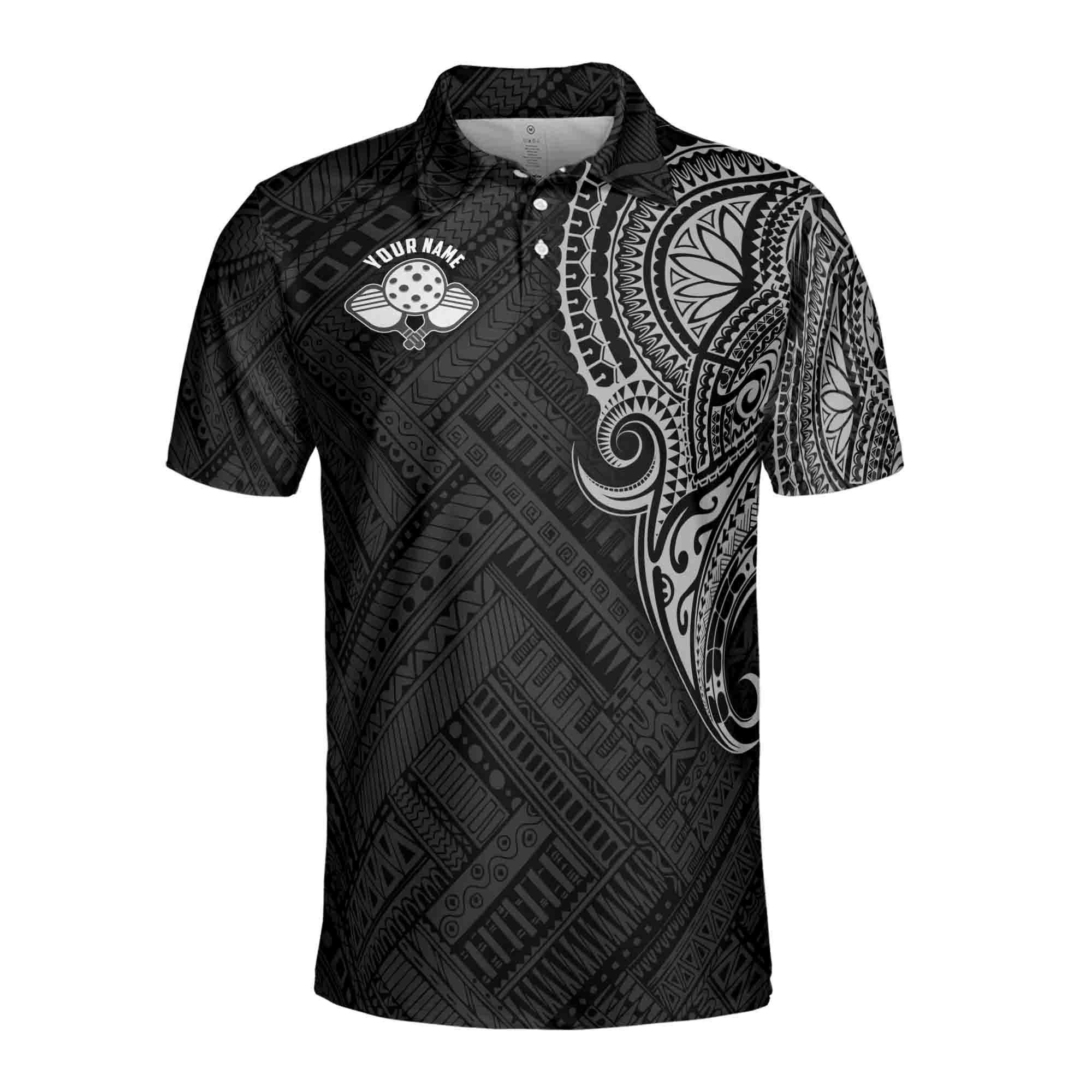 Alternative view of Personalized, Team Name Pickleball Tribal Men's Polo Shirt
