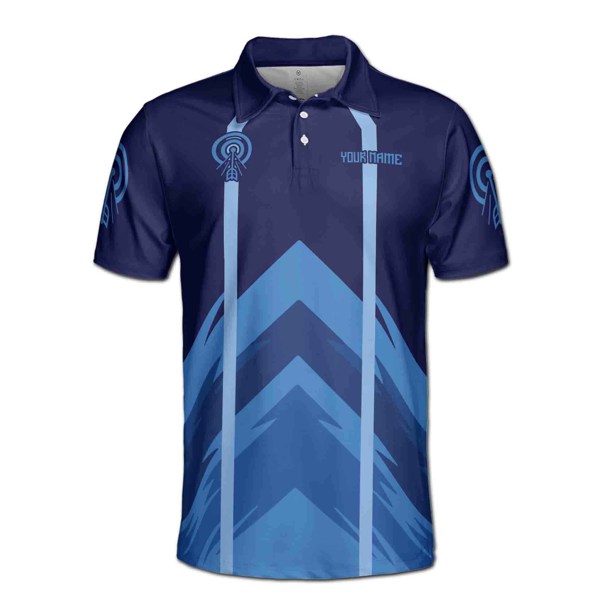 Alternative view of Personalized Team Name Playing Darts Navy Blue Men's Polo Shirt