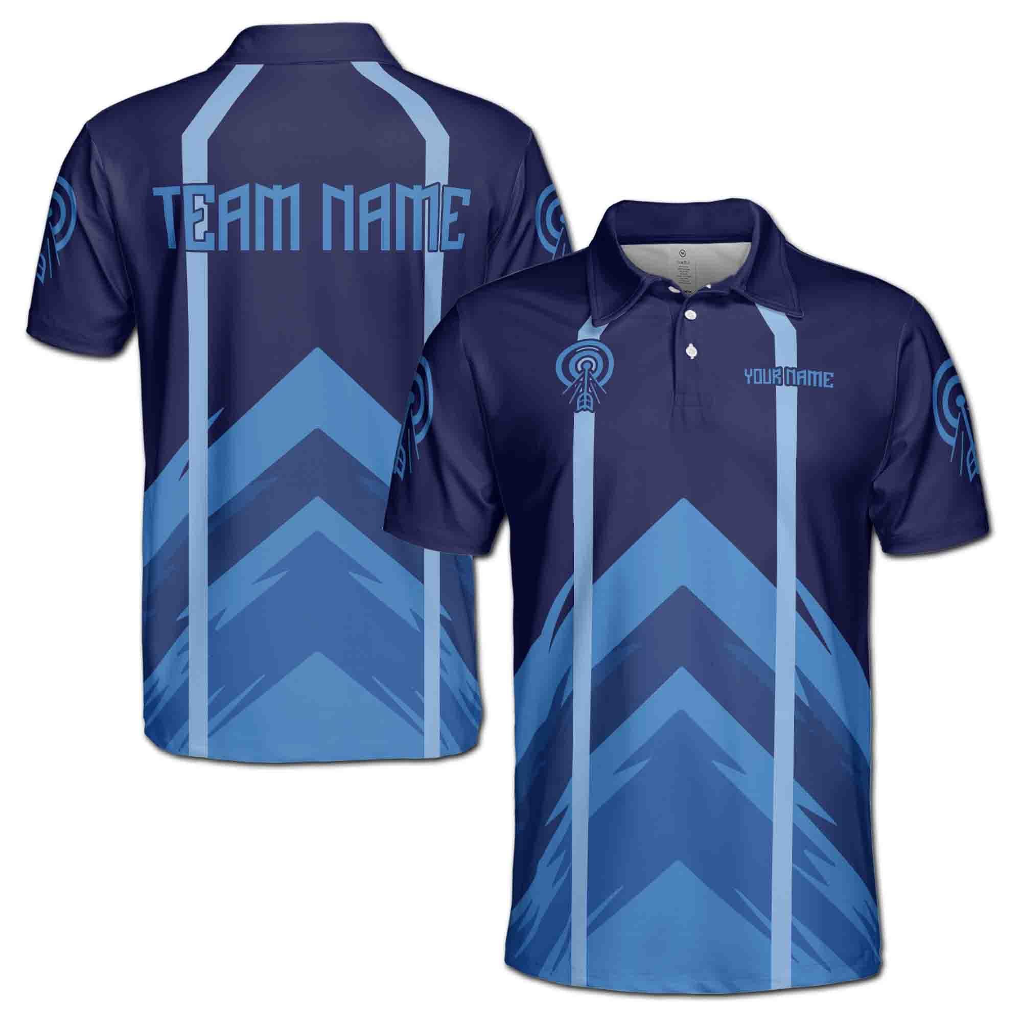 Personalized Team Name Playing Darts Navy Blue Men's Polo Shirt