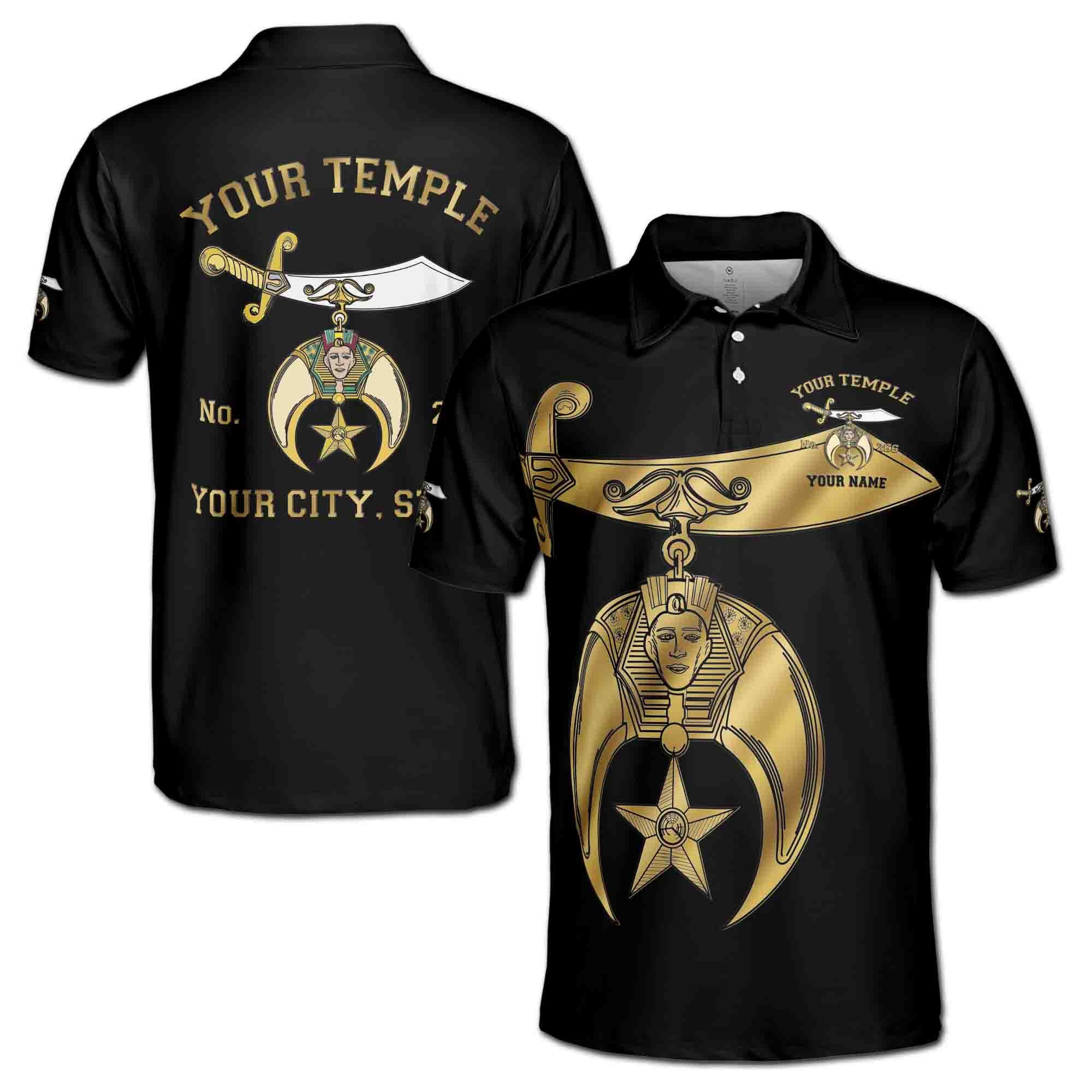 Alternative view of Personalized Temple Name Noble Ancient Shriners Emblem Men's Polo Shirt