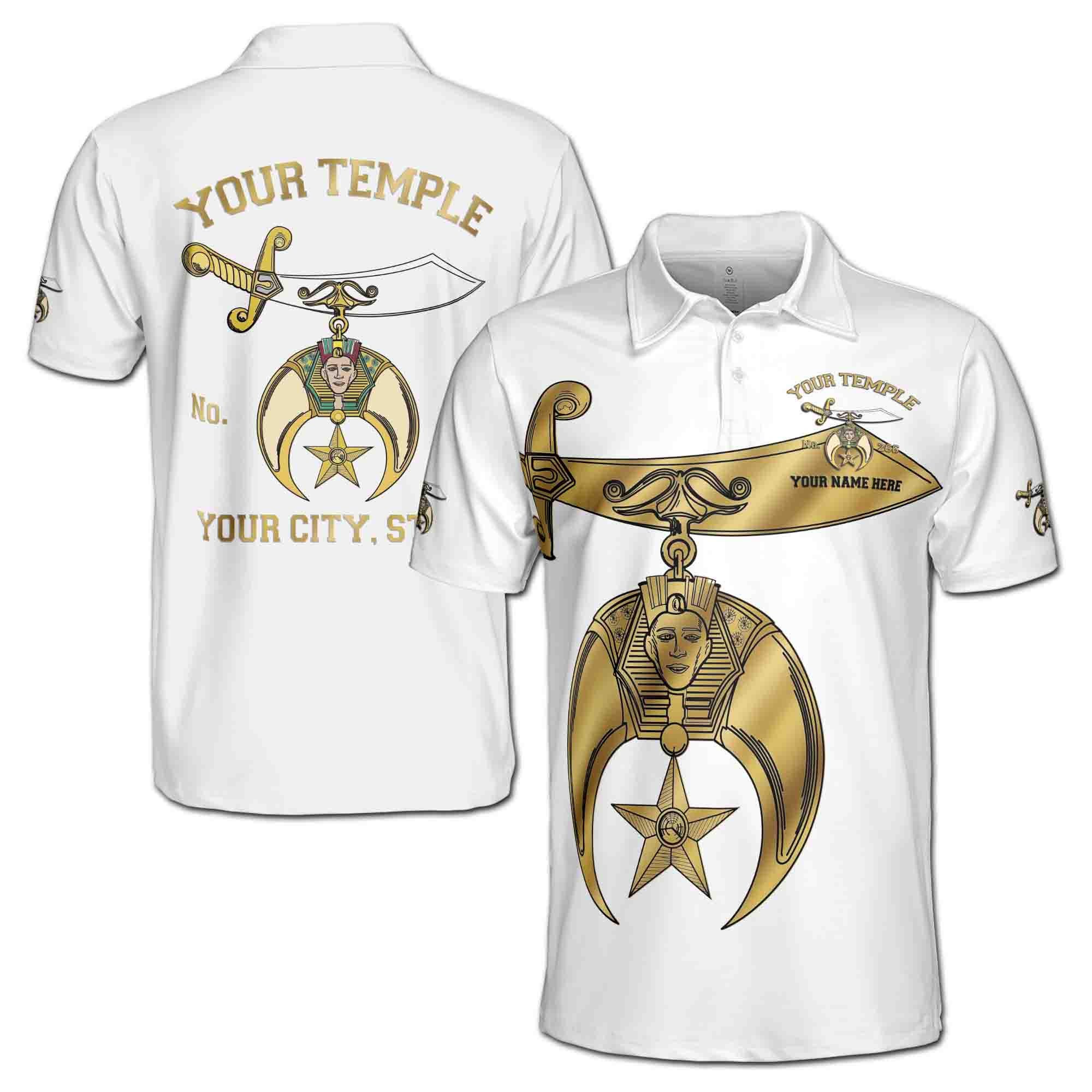 Personalized Temple Name Noble Ancient Shriners Emblem Men's Polo Shirt