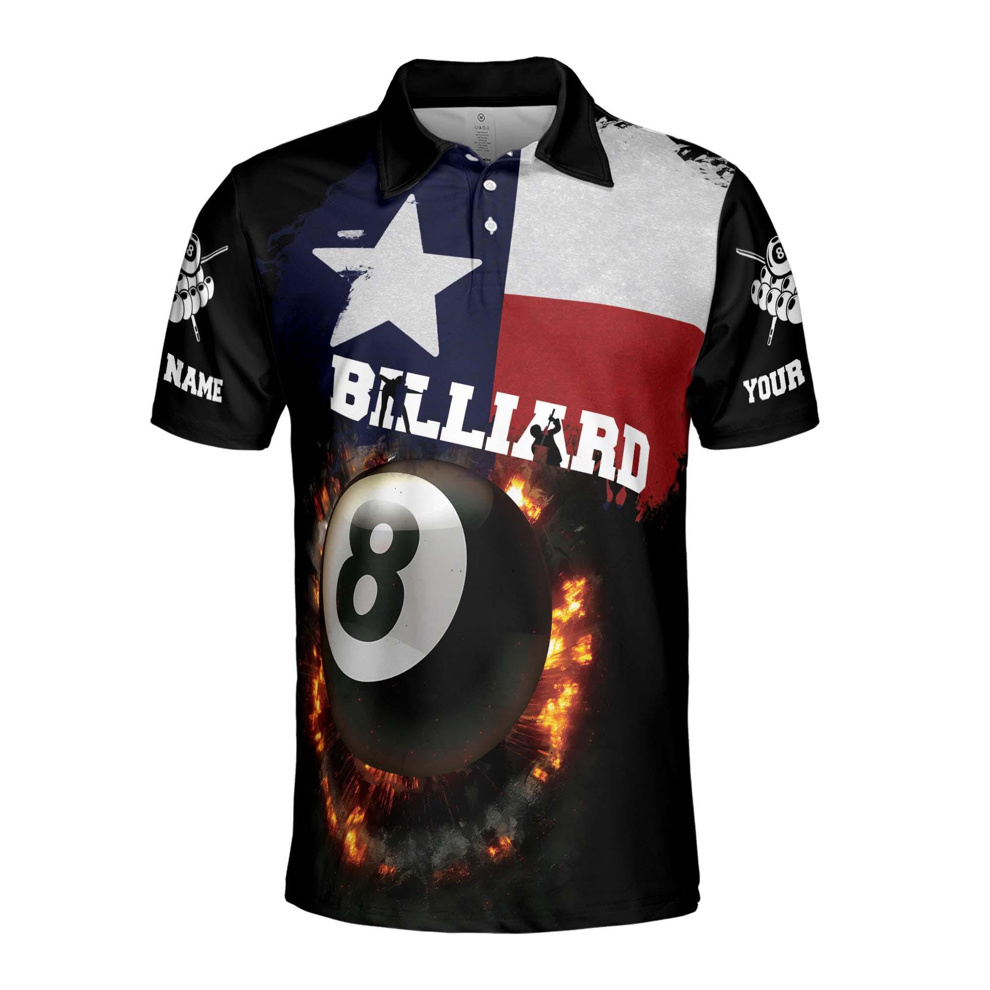 Alternative view of Personalized Texas Player Love Billard Men's Polo Shirt