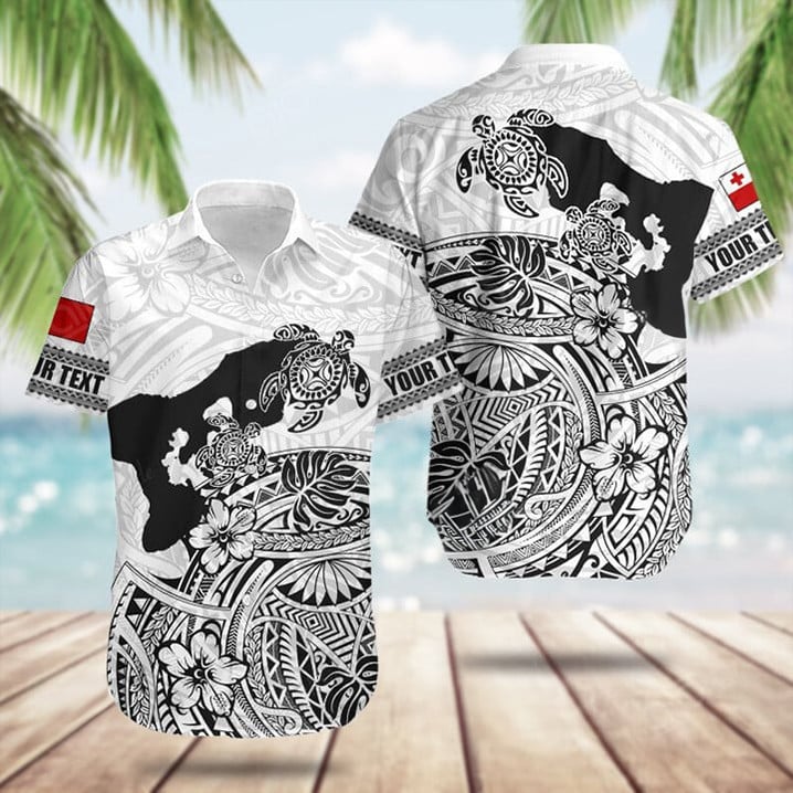 Personalized Tonga Map Maori Pattern Turtle Hawaiian Shirt Summer Short Sleeve Shirts Gifts For Him
