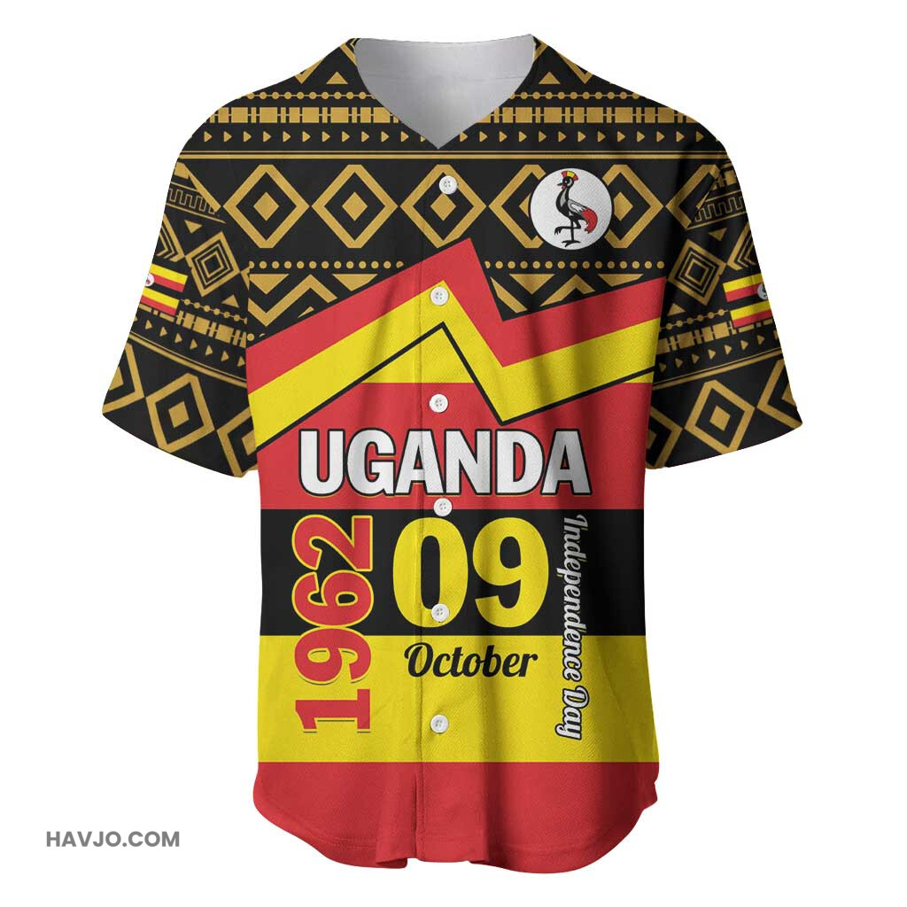 Personalized Uganda African Pattern Independence Day 1962 Baseball Jersey