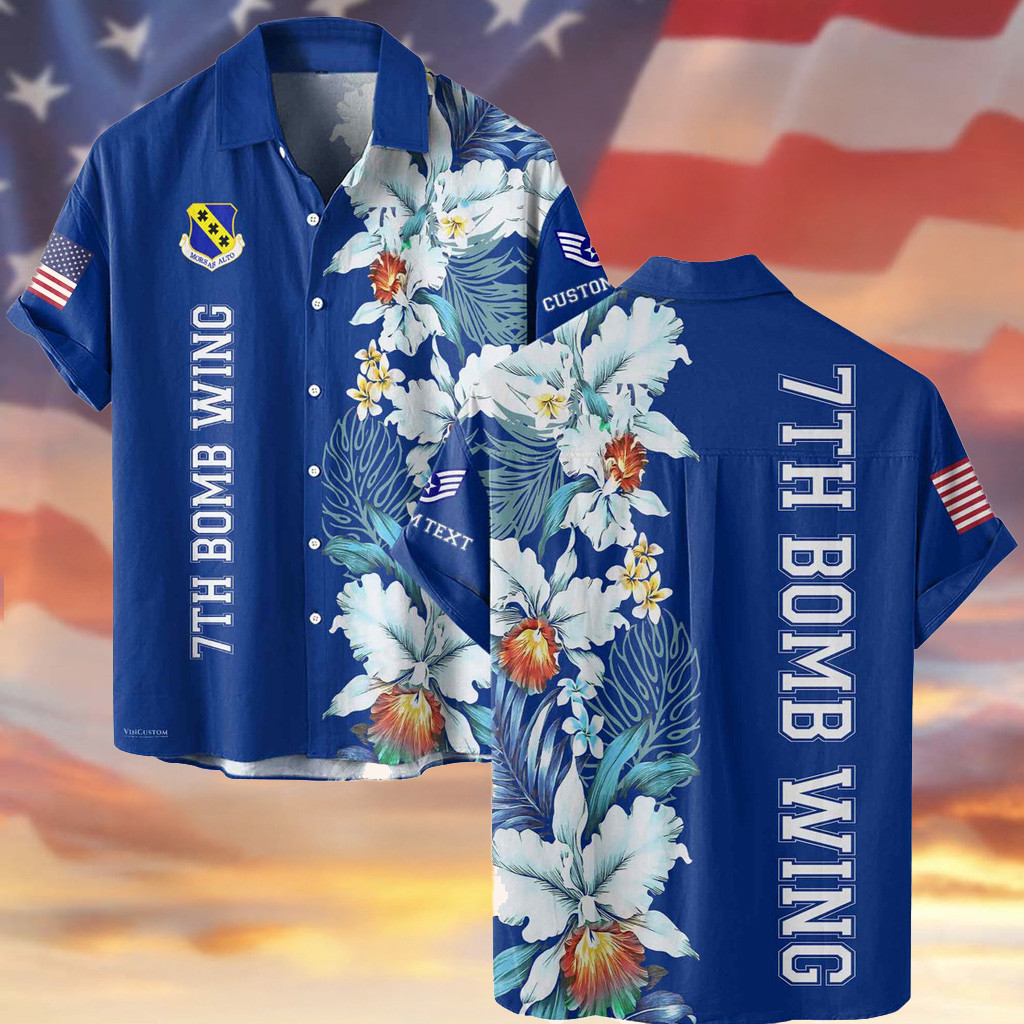 Personalized USAF 7th Bomb Wing Hawaiian Shirt US Air Force Gifts For Boyfriend