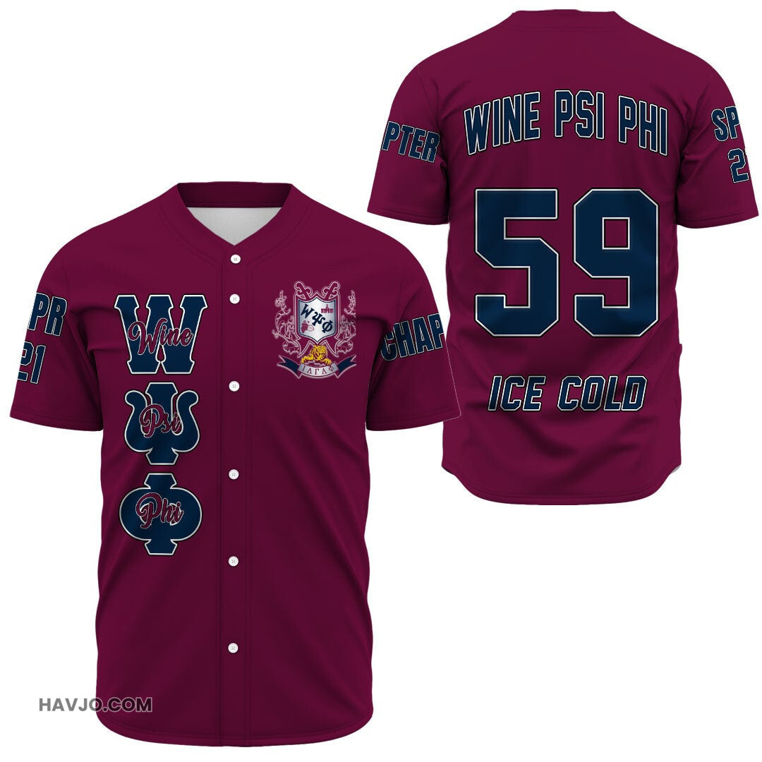 Personalized Wine Psi Phis Baseball Jersey