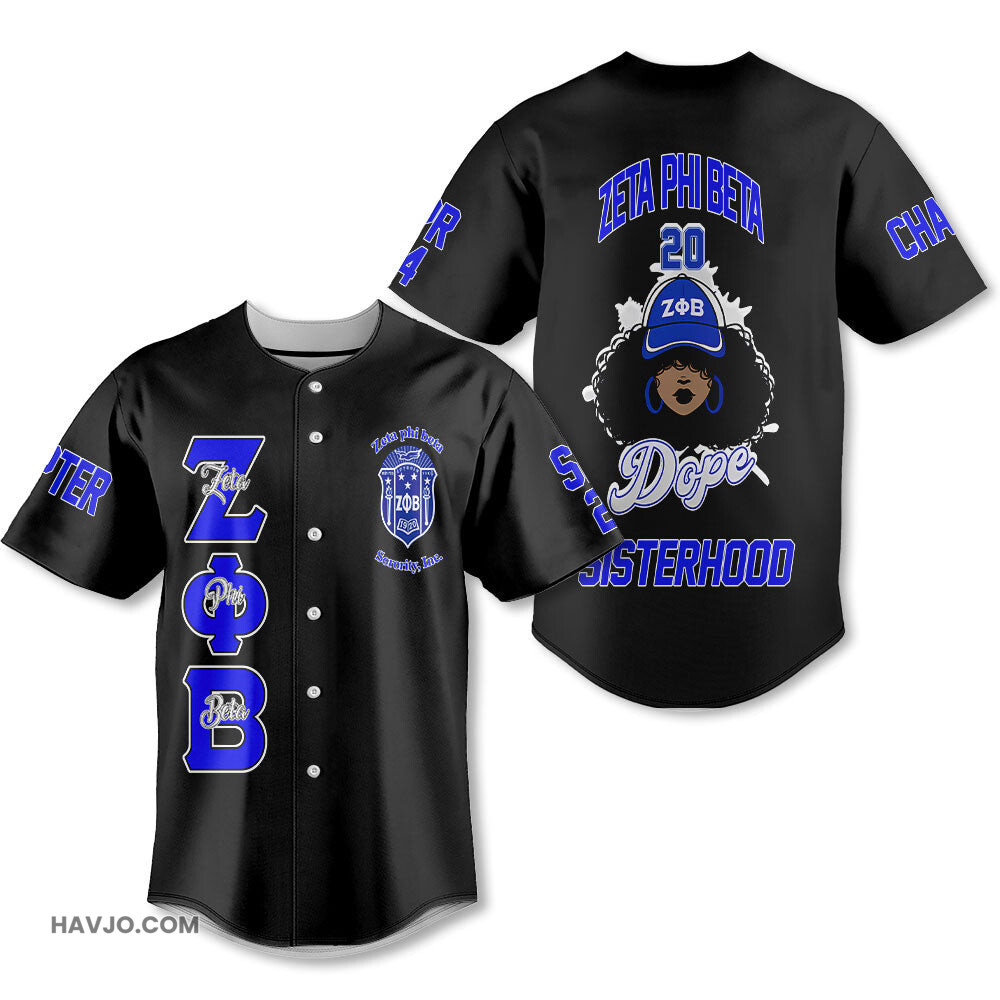 Personalized Zeta Phi Beta Black 1920 Dope Zeta Girl Style Baseball Jersey