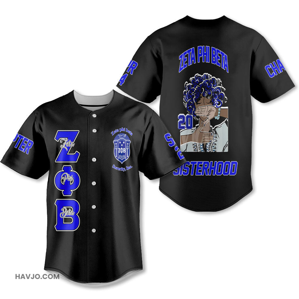 Personalized Zeta Phi Beta Black 1920 Zeta Handsign Girl Style Baseball Jersey