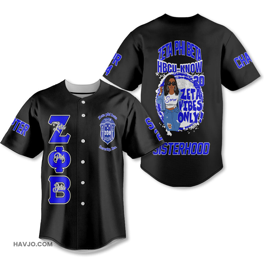 Personalized Zeta Phi Beta Black 1920 Zeta HBCU Know Style Baseball Jersey