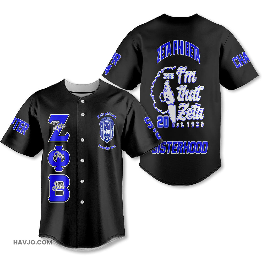 Personalized Zeta Phi Beta Black I Am That Zeta Style Baseball Jersey