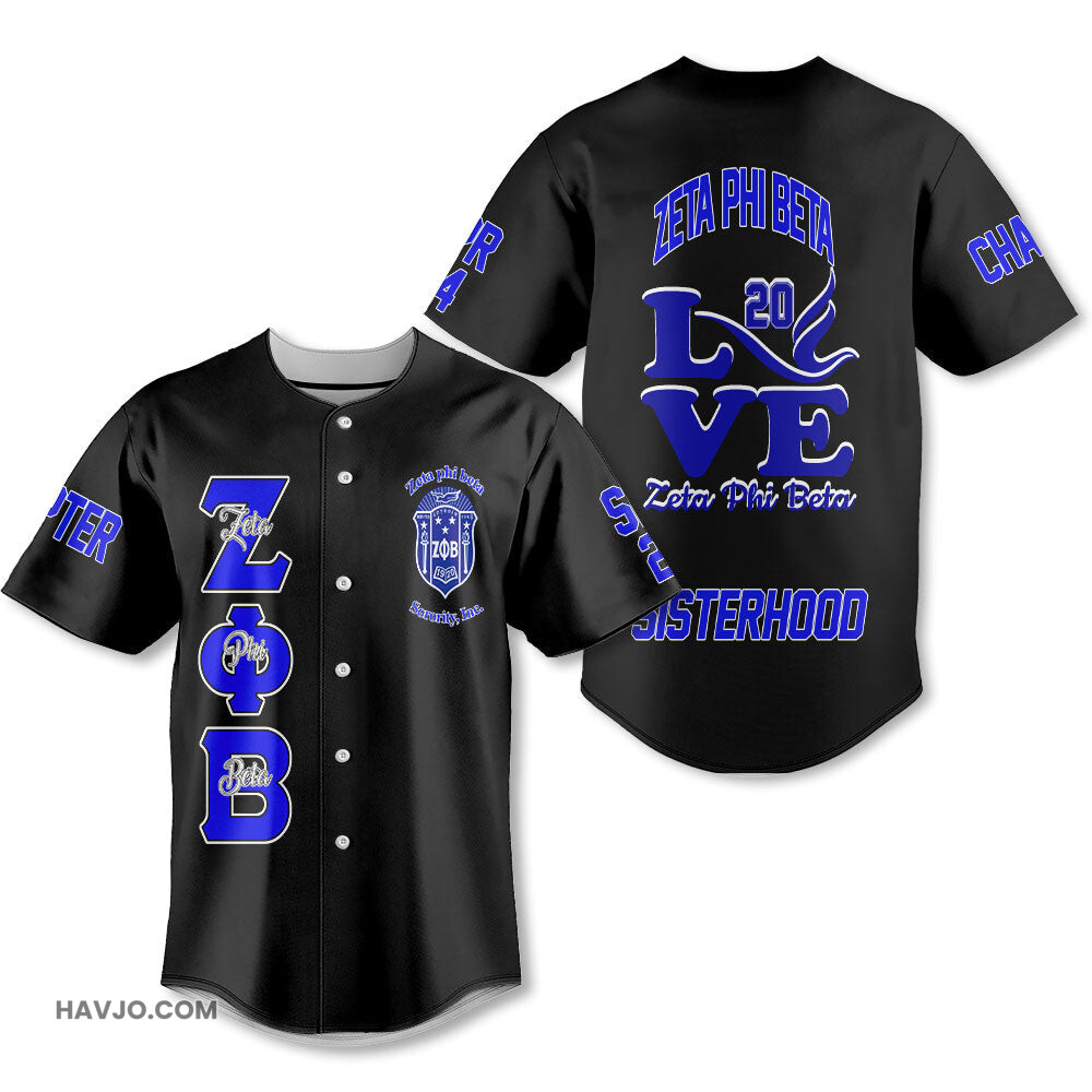Personalized Zeta Phi Beta Black Love Zeta Dove Style Baseball Jersey