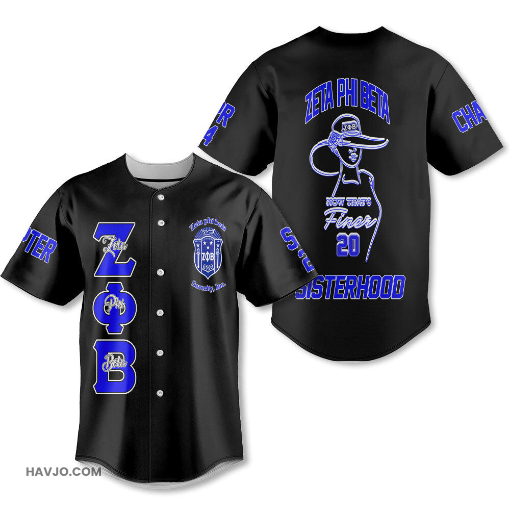 Personalized Zeta Phi Beta Black Now Thats Finer Women Style Baseball Jersey
