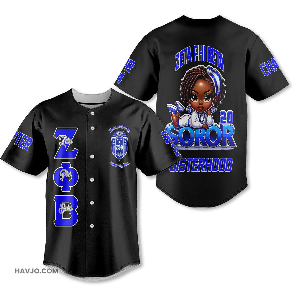 Personalized Zeta Phi Beta Black The Blessed Zeta Soror Queen Style Baseball Jersey