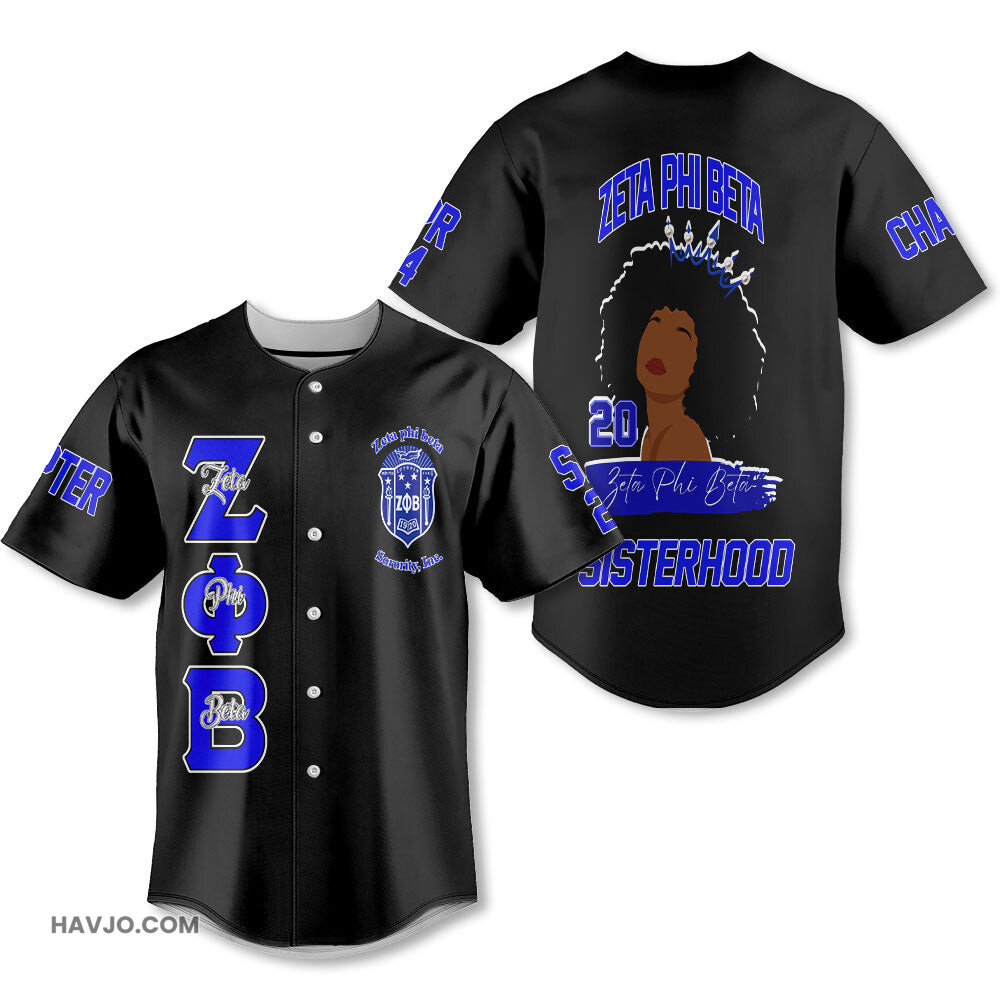 Personalized Zeta Phi Beta Black The Zeta Queen Style Baseball Jersey