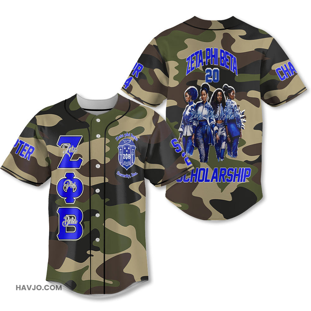 Personalized Zeta Phi Beta Camouflage 1920 Dope Zeta Finer Women Style Baseball Jersey
