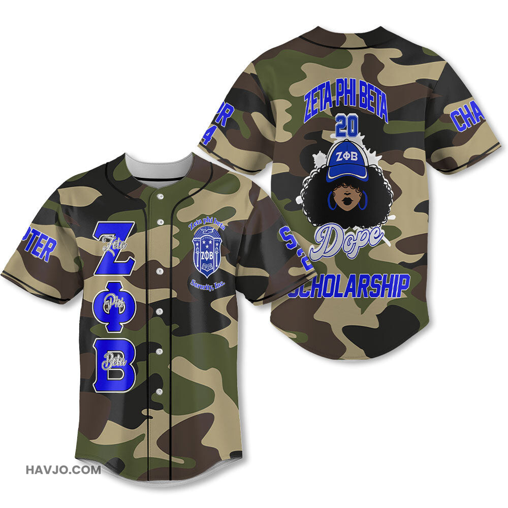 Personalized Zeta Phi Beta Camouflage 1920 Dope Zeta Girl Style Baseball Jersey