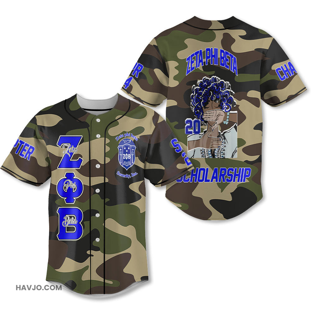 Personalized Zeta Phi Beta Camouflage 1920 Zeta Handsign Girl Style Baseball Jersey