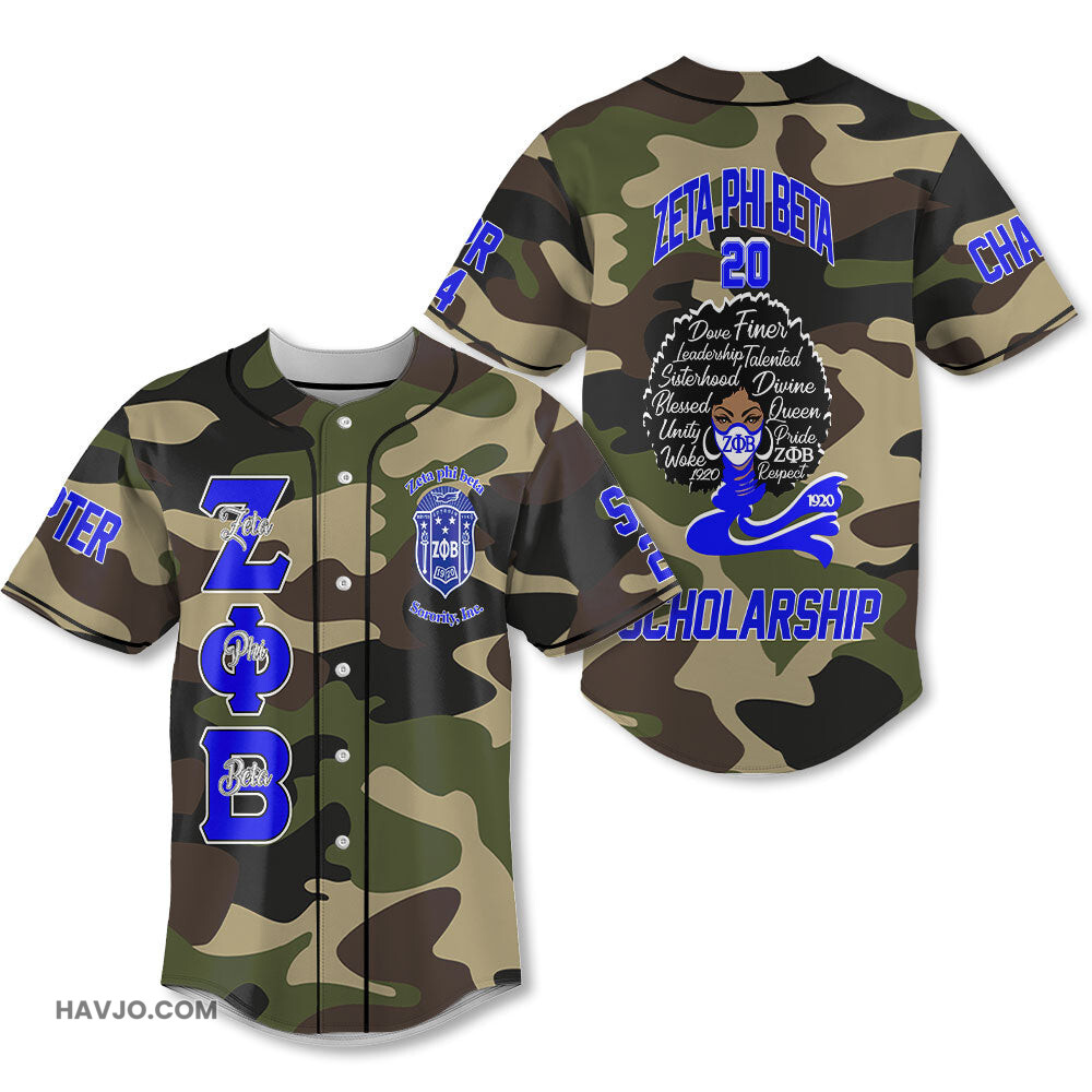 Personalized Zeta Phi Beta Camouflage The Blessed Divine Zeta Queen Style Baseball Jersey