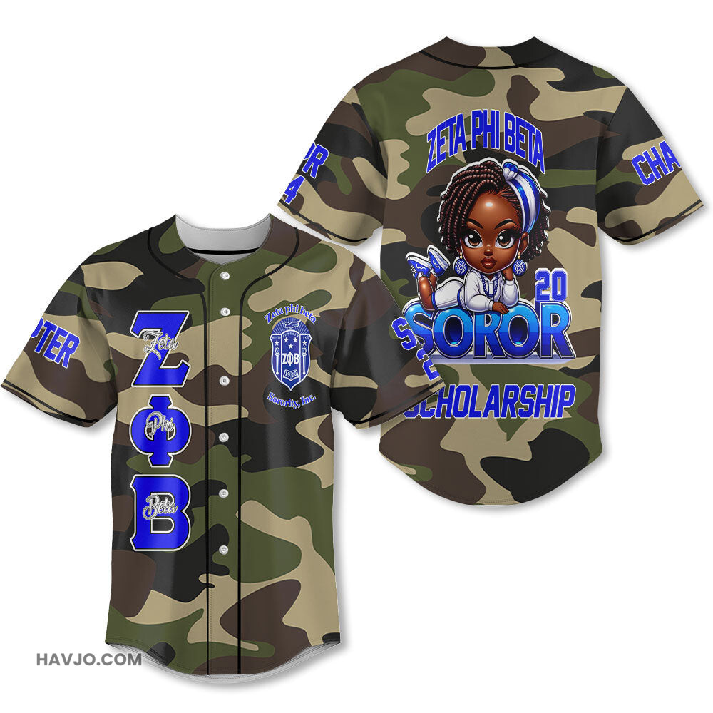 Personalized Zeta Phi Beta Camouflage The Blessed Zeta Soror Queen Style Baseball Jersey