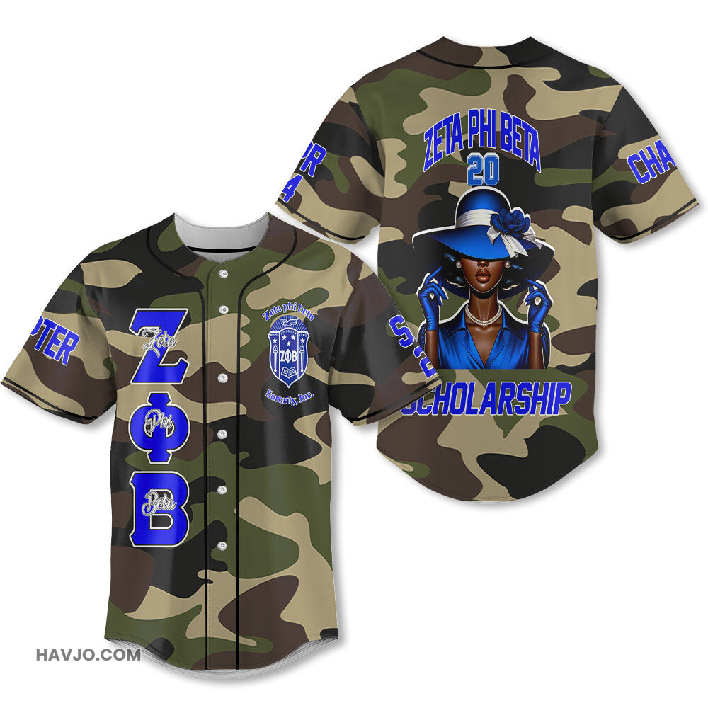 Personalized Zeta Phi Beta Camouflage The Zeta Finer Women Baseball Jersey