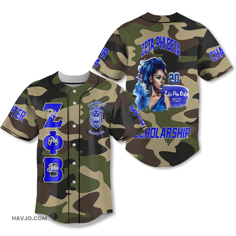 Personalized Zeta Phi Beta Camouflage The Zeta Finer Women Baseball Jersey