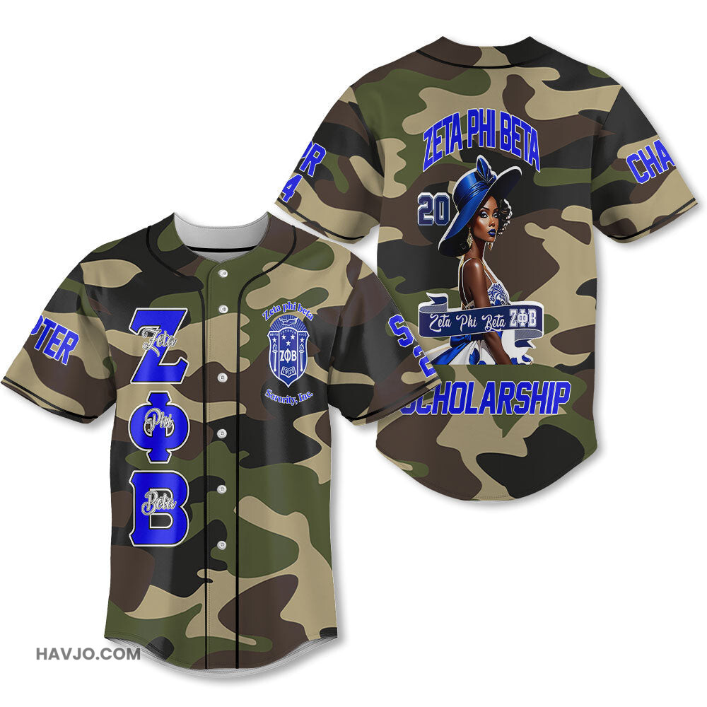 Personalized Zeta Phi Beta Camouflage The Zeta Finer Women Style 4 Baseball Jersey