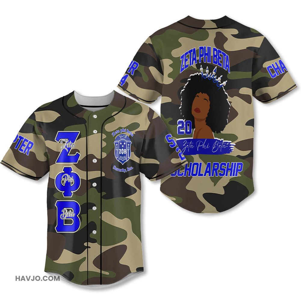Personalized Zeta Phi Beta Camouflage The Zeta Queen Style Baseball Jersey