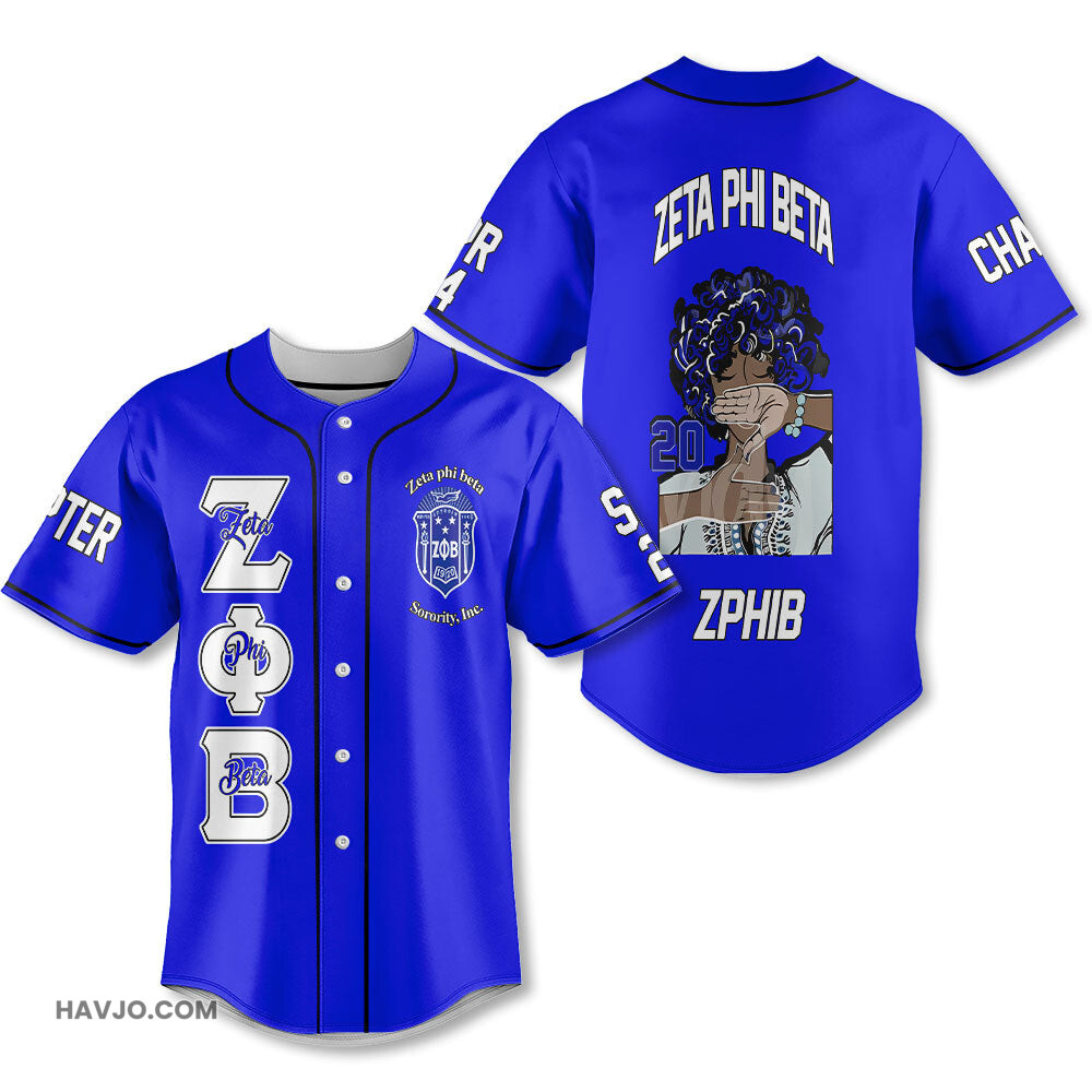 Personalized Zeta Phi Beta Royal Blue 1920 Zeta Handsign Girl Style Baseball Jersey