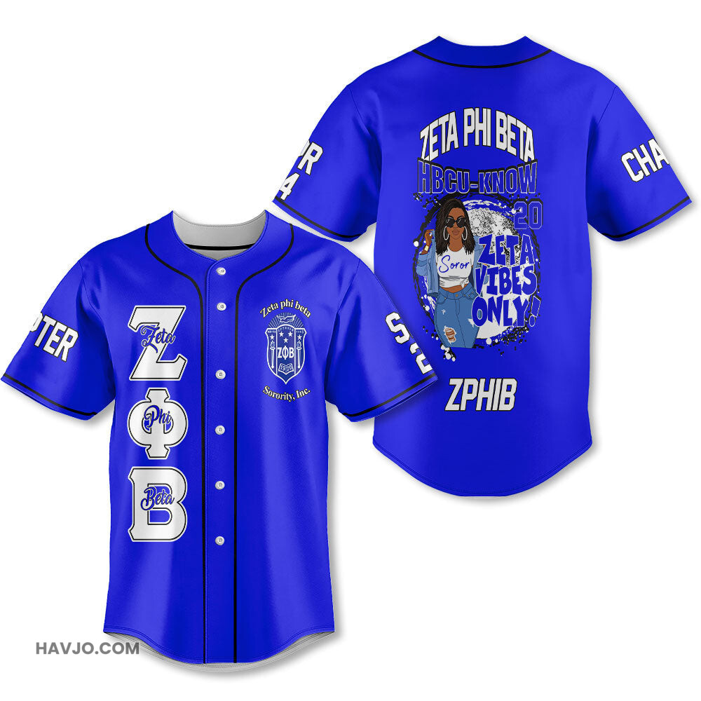 Personalized Zeta Phi Beta Royal Blue 1920 Zeta HBCU Know Style Baseball Jersey