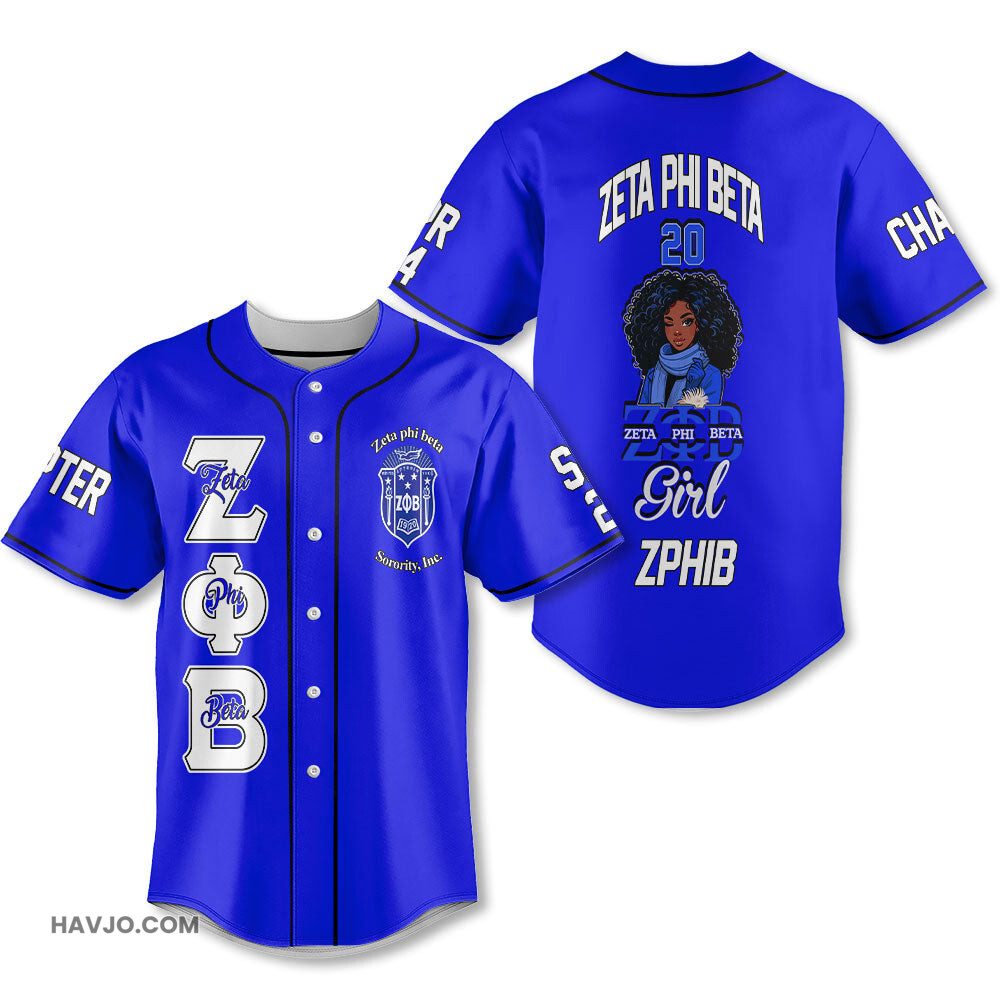 Personalized Zeta Phi Beta Royal Blue 1920 ZPhiB Girl Baseball Jersey