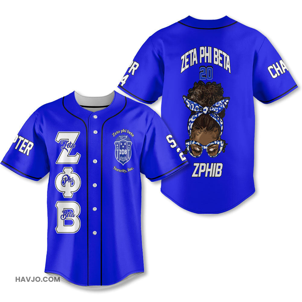 Personalized Zeta Phi Beta Royal Blue 1920 ZPhiB Girl Baseball Jersey