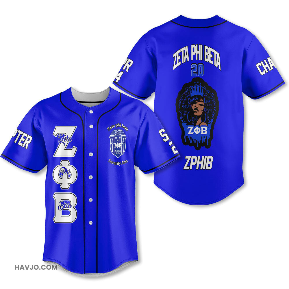 Personalized Zeta Phi Beta Royal Blue Africa Beauty 1920 Zeta Queen Style Baseball Jersey