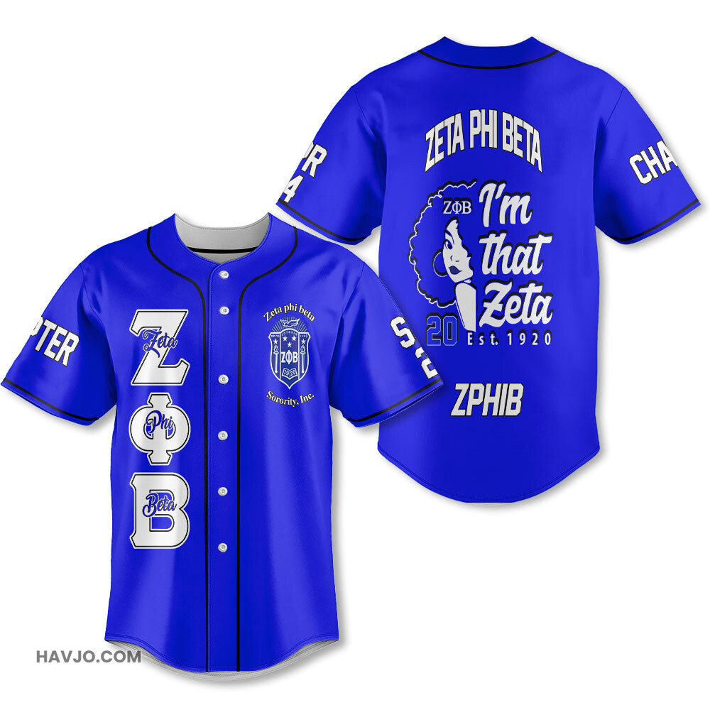 Personalized Zeta Phi Beta Royal Blue I Am That Zeta Style Baseball Jersey